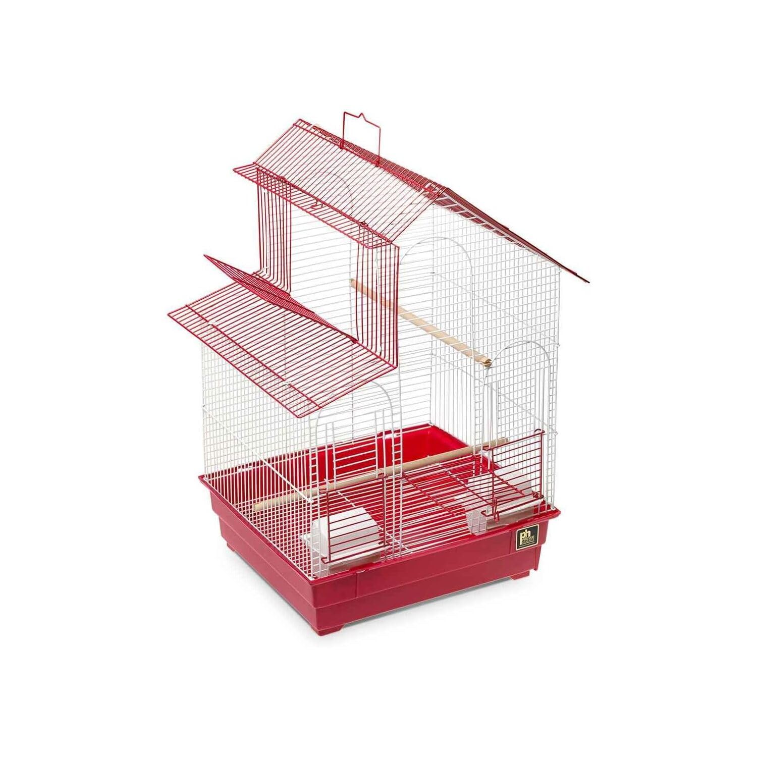 Prevue Pet Single Pk 41614 House Style Keet Cage- Red/White - Sp41614-2