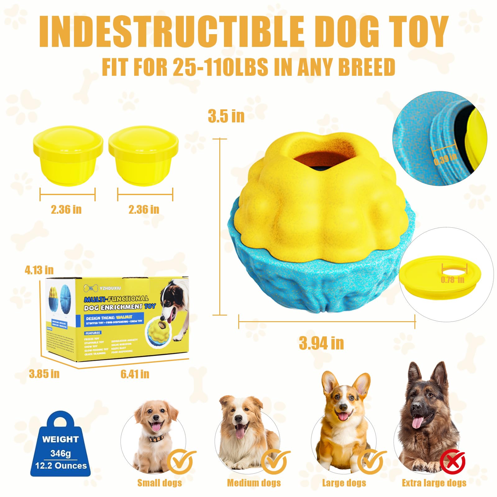 YZHDUXIU Interactive Dog Toys,Dog Puzzle Toy Treat Dispensing Pet Toys Pupsicles for Dogs Large,Frozen Treat Dogs Holder (1 Pack