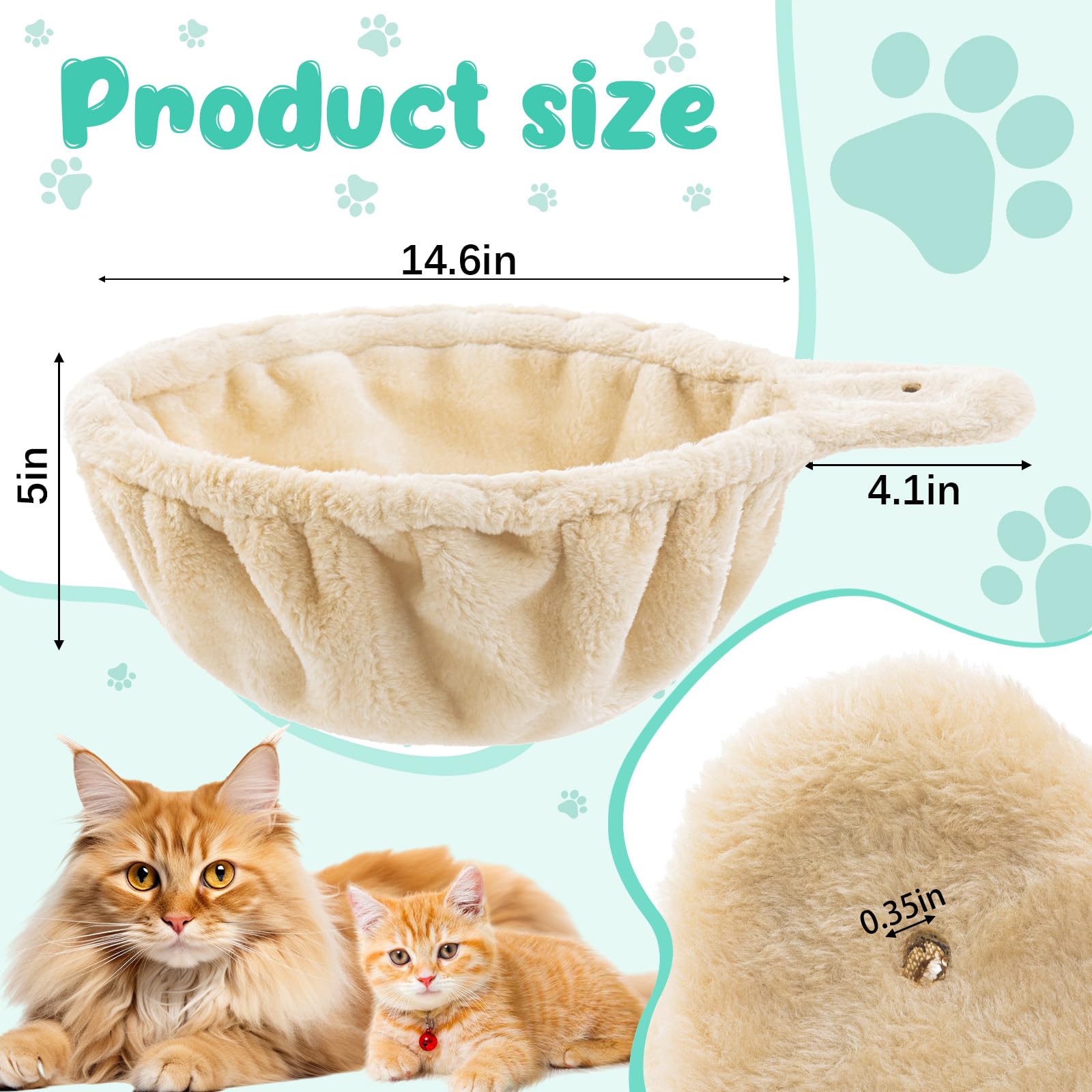 Dansydaisy 3 Pack 14.6'' Large Cat Tree Hammock Basket Bed Lounger Tower Replacement Parts With 6 Pcs Hanging Elastic Strings Po