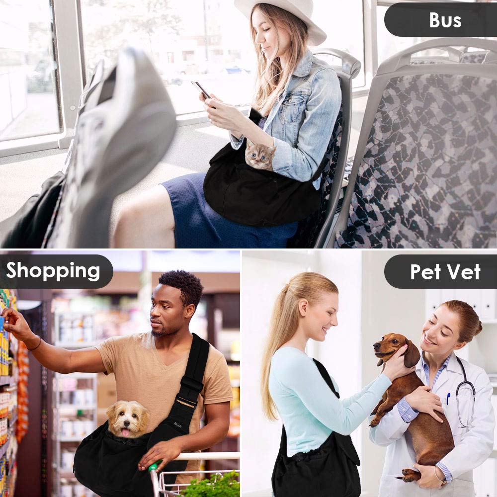 SlowTon Dog Carrier Sling - Hard Bottom Support Dog Carriers for Small Dogs with Adjustable Padded Shoudler Strap, Dog Purse for