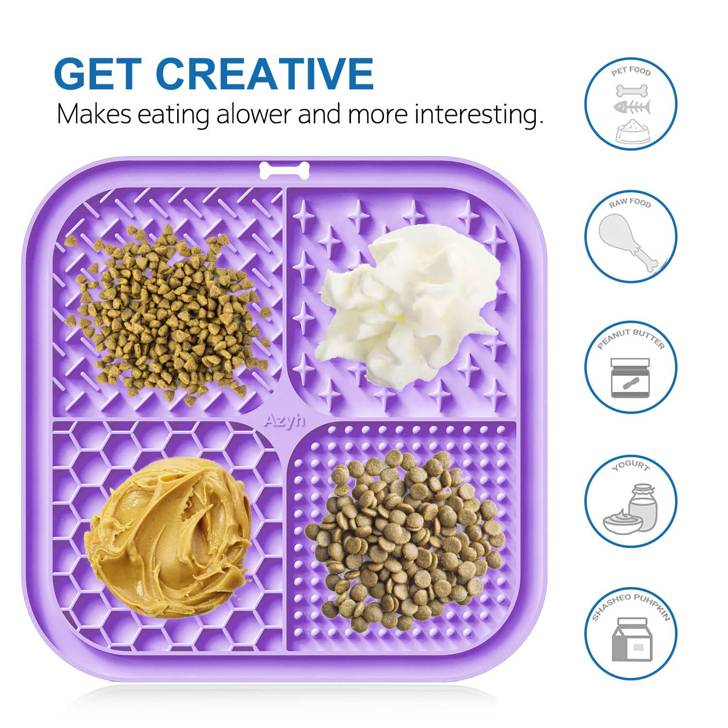 Azyh 2 Pcs Licking Mat For Dogs & Cats With Suction Cups, Dog Slow Feeder Lick Pat For Anxiety Relief, Dog Toys Feeding Mat For