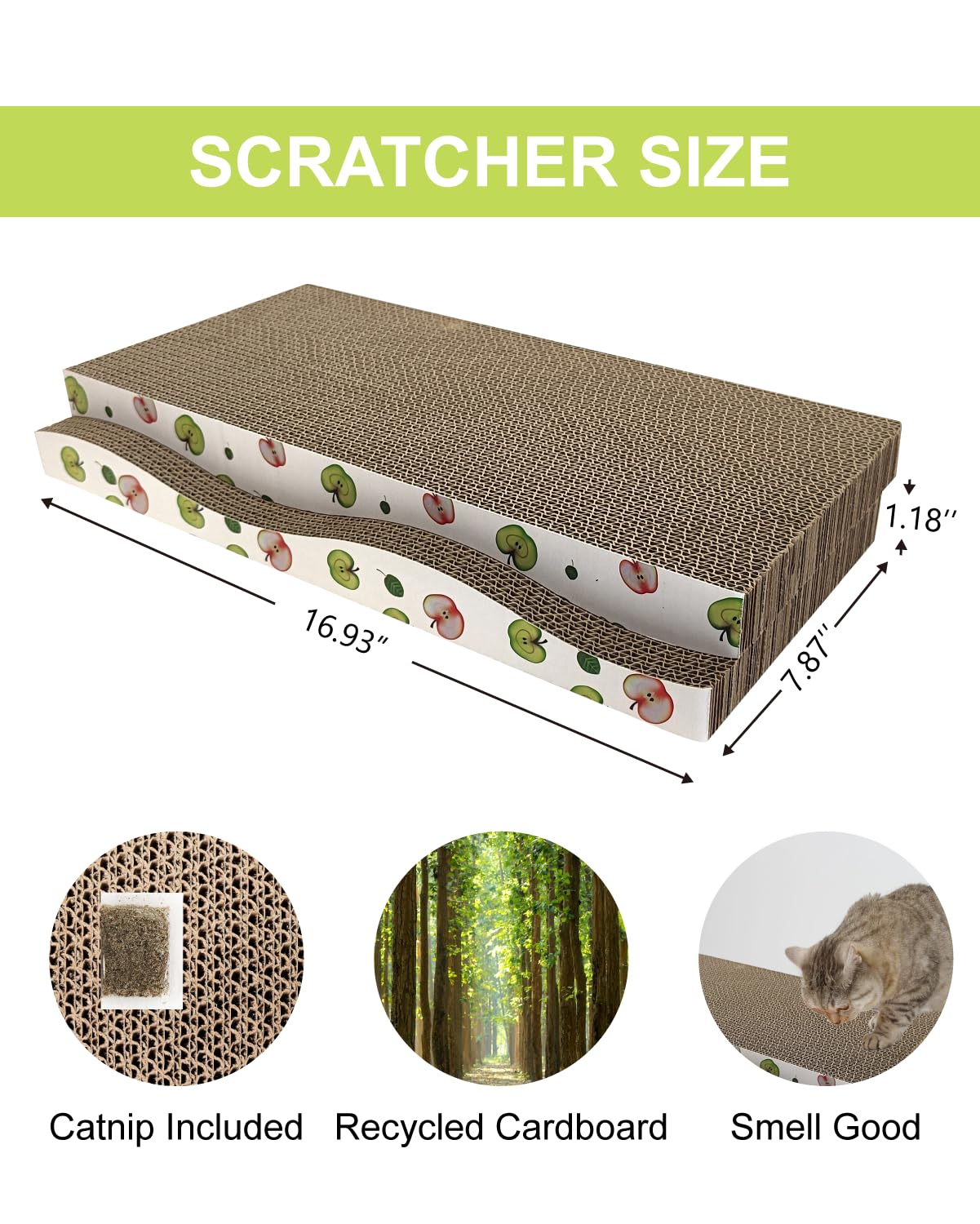 Timhaka Cat Scratching Board, Corrugate Cat Scratcher For Indoor Cats With Catnip, Cat Scratch Pad With Premium Scratch Textures Design, Cardboard Cat Scratcher With Double-Sided Usability (Pack Of 2)