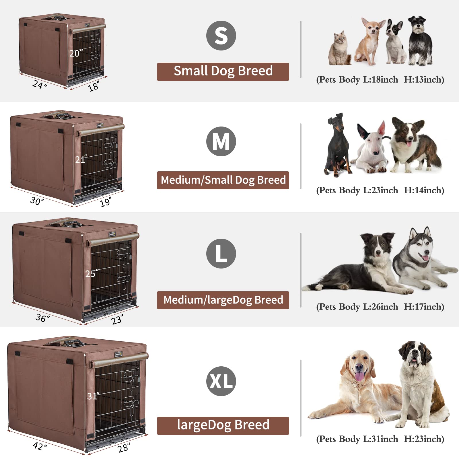 Donoro Dog Crates For Small Size Dogs Indoor, Double Door Dog Kennels & Houses For Puppy And Cats With Dog Crate Cover, Collapsi