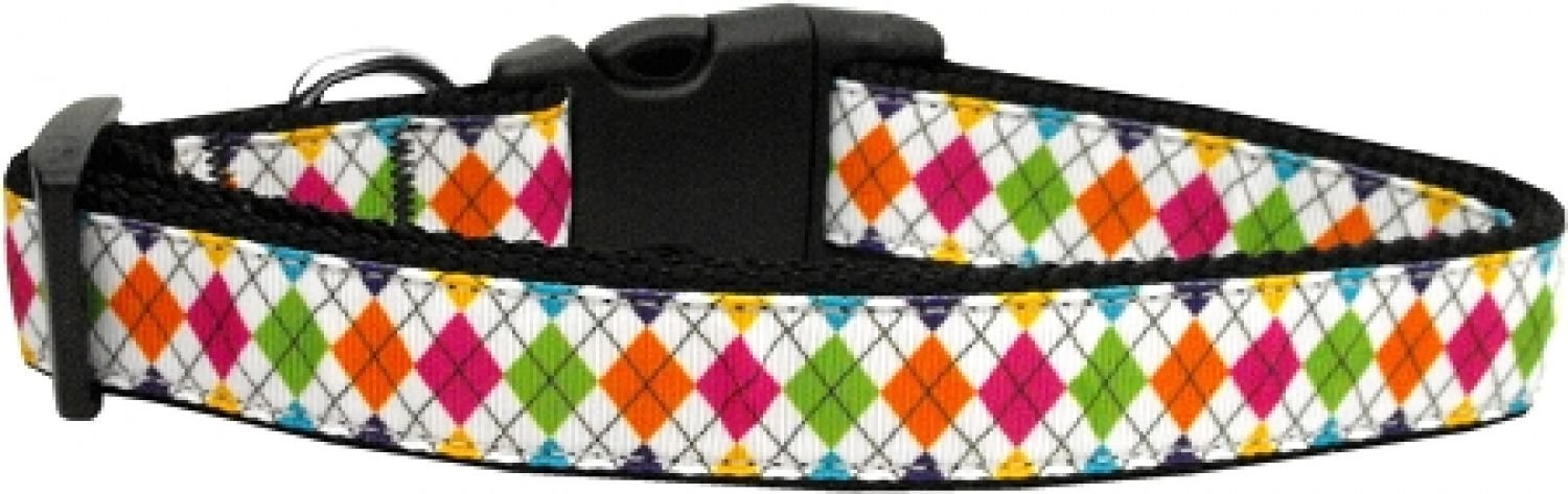 Pet Dog & Cat Nylon Collar or Leash, &quot;Colorful Argyle&quot; LG Collar