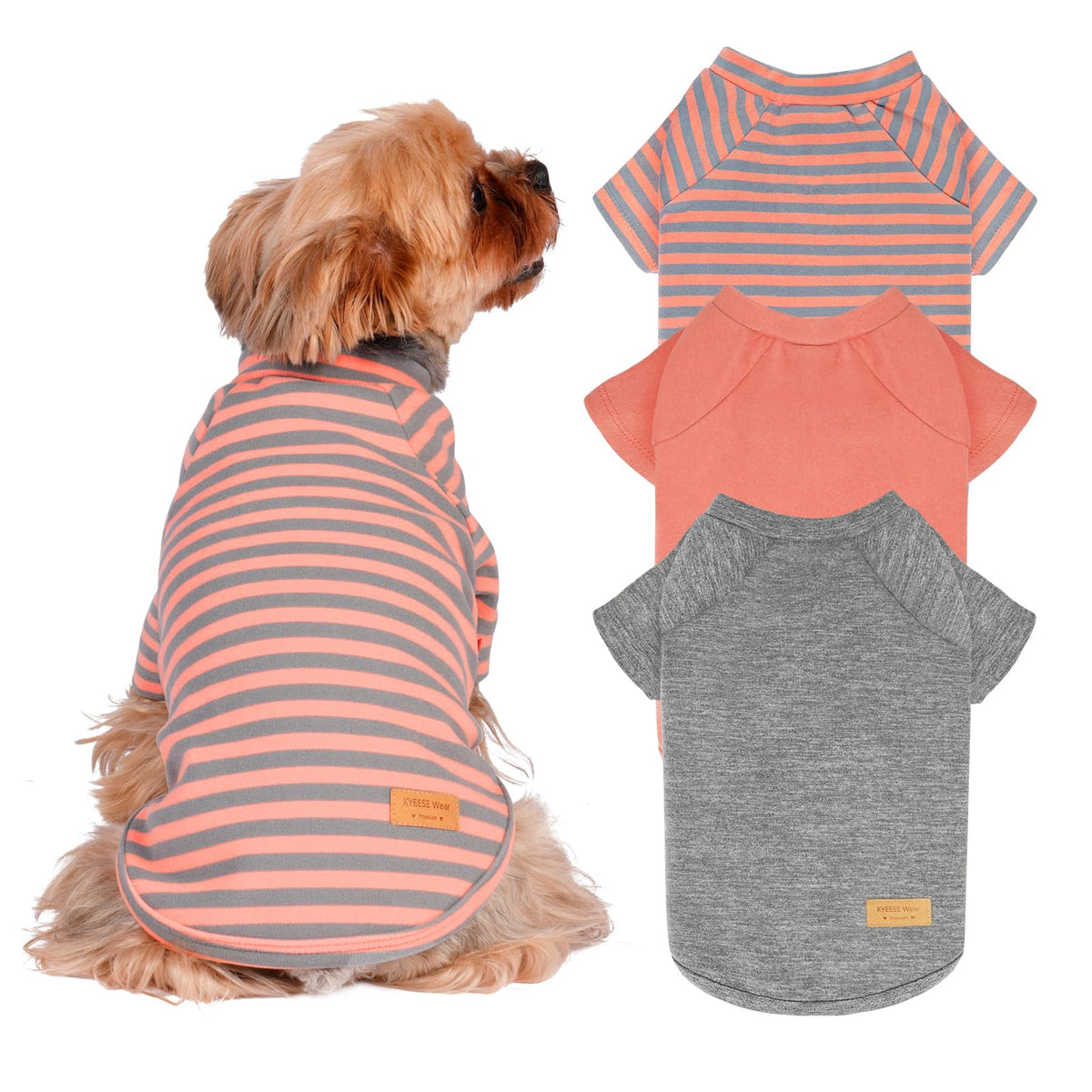 Kyeese 3Pack Dog Sweater Pullover For Small Dogs Male - Stretchy Fleece Lightweight Clothes Sweatshirt Dachshund Soft Comfort Co