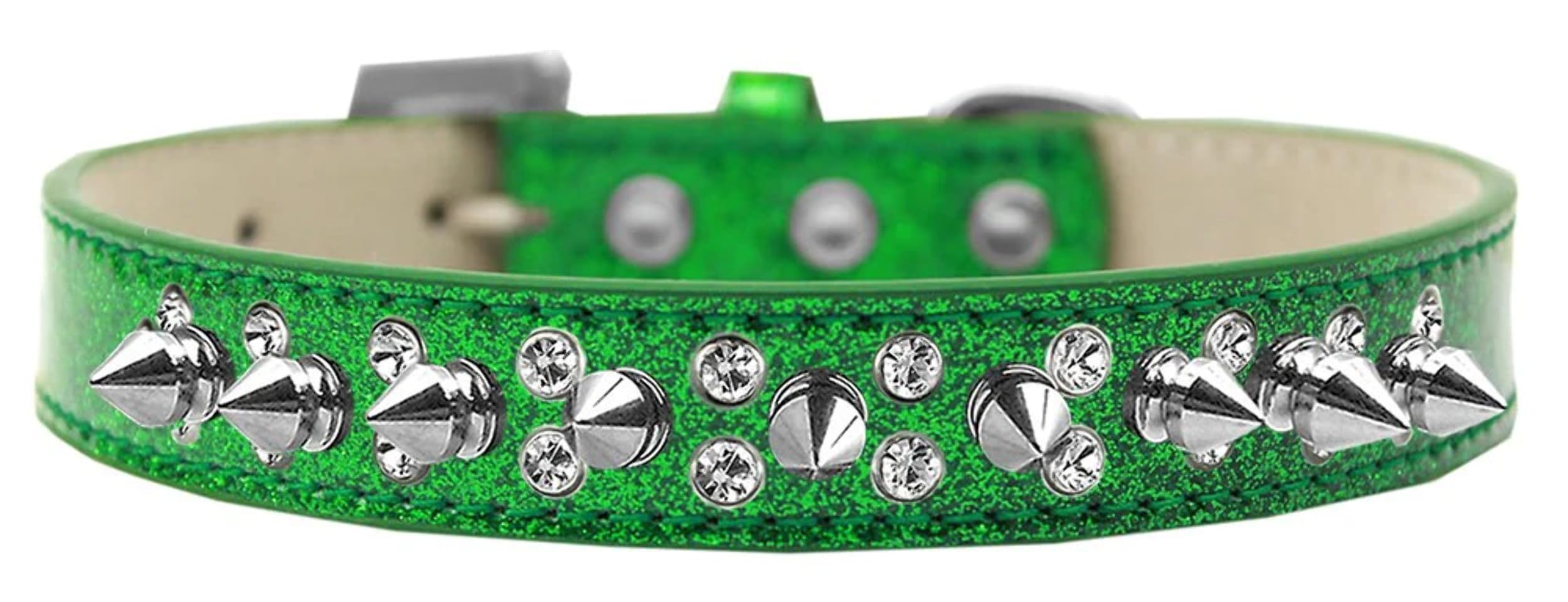 Dog, Puppy and Pet Ice Cream Collar, Double Crystal & Clear Spikes Orange 16