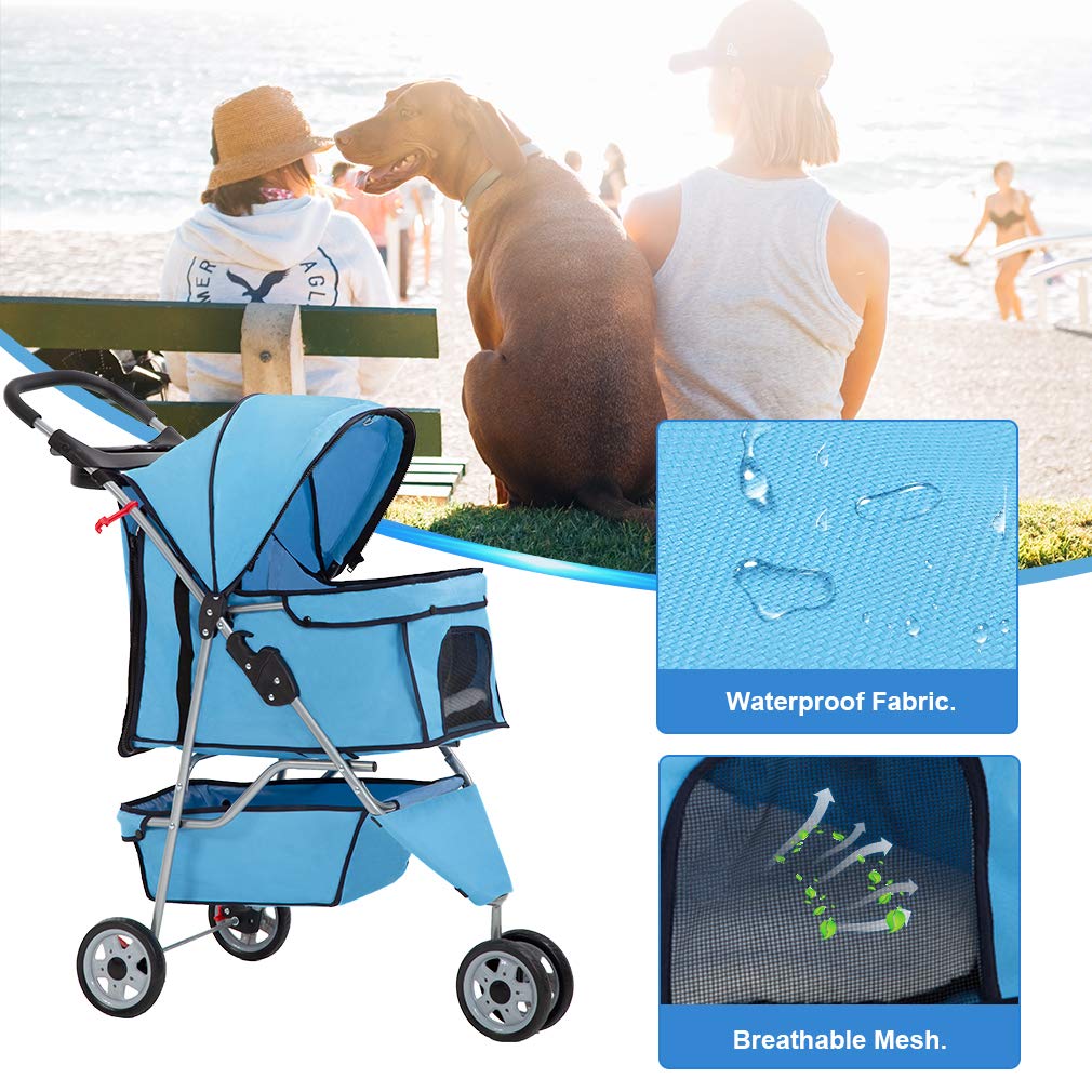 Bestpet New Pet Stroller Cat Dog Cage 3 Wheels Stroller Travel Folding Carrier T13