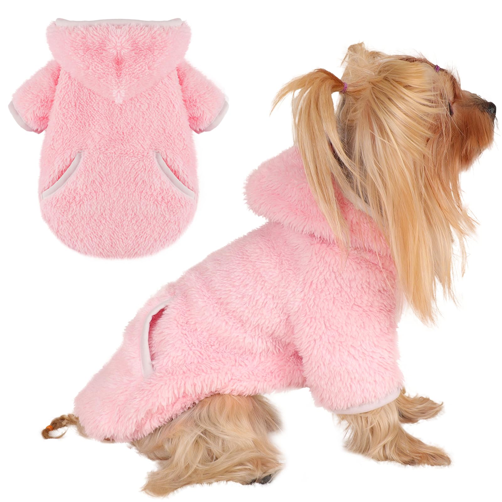 Dog Sweaters For Small Dogs Girl Fleece Dog Hoodie Winter Puppy Sweater For Chihuahua Teacup Yorkie Soft Stretchy Tiny Clothes S