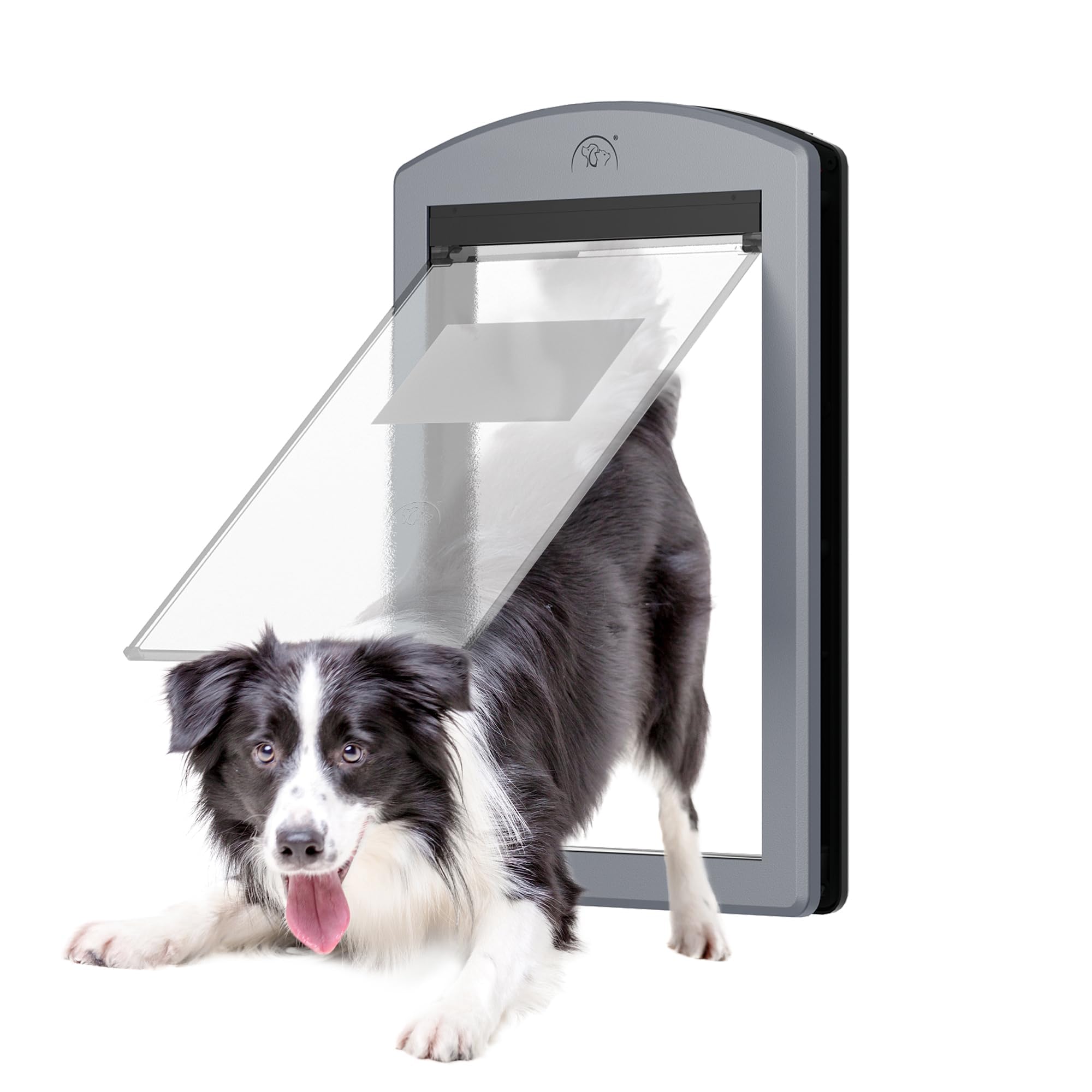 Mavricflex Dog Doors, Doggie Door With Sliding Lock Panel, Plastic Pet Door With Non-Deformable Magnetic Flap, Smoky Gray Dog Do