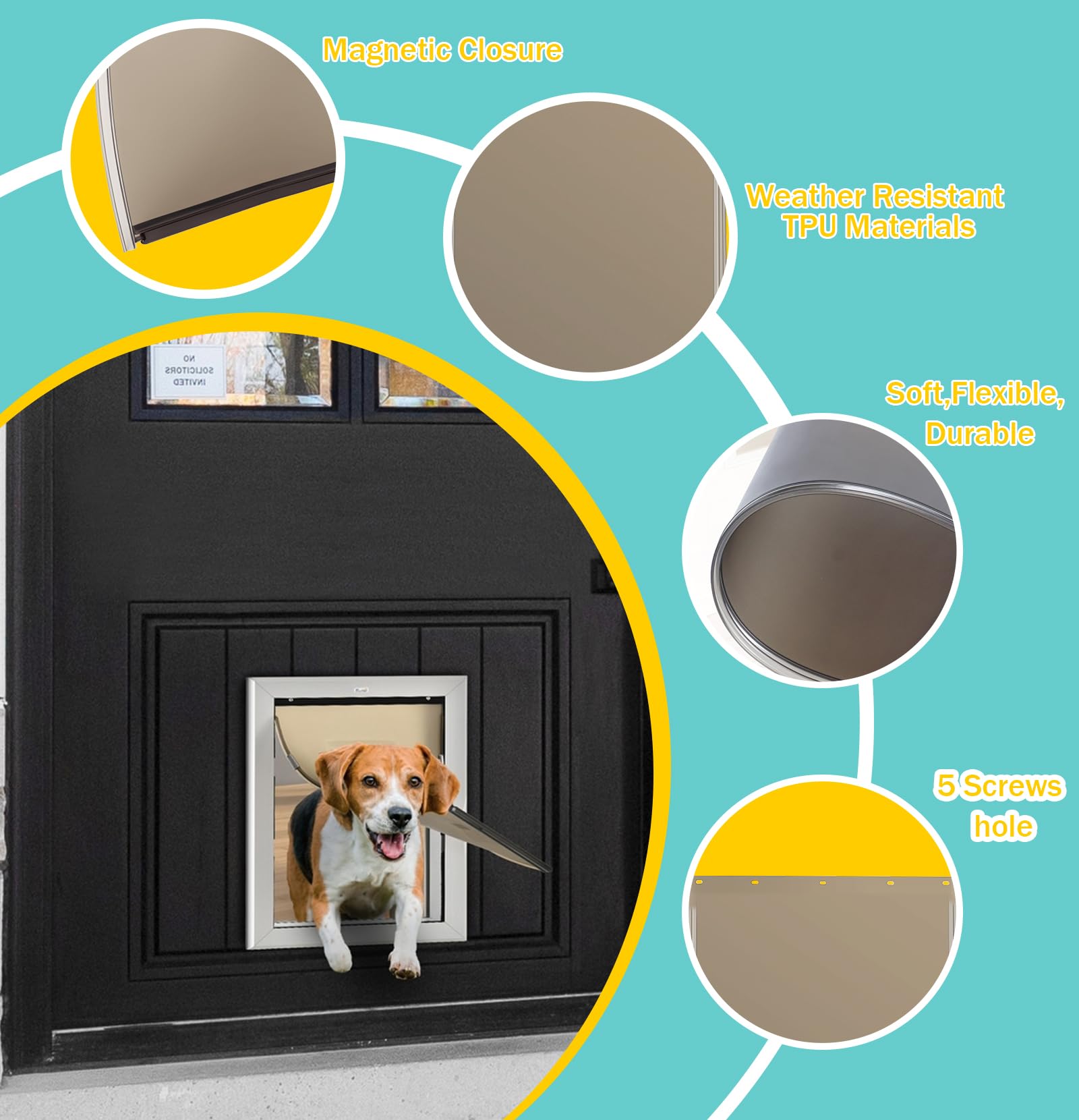 2 Pack Pac11-11039 Pet Door Replacement Flaps For Dog And Cat, Doggie Replacement Flap Doors Parts Compatible With Pet-Safes Fre