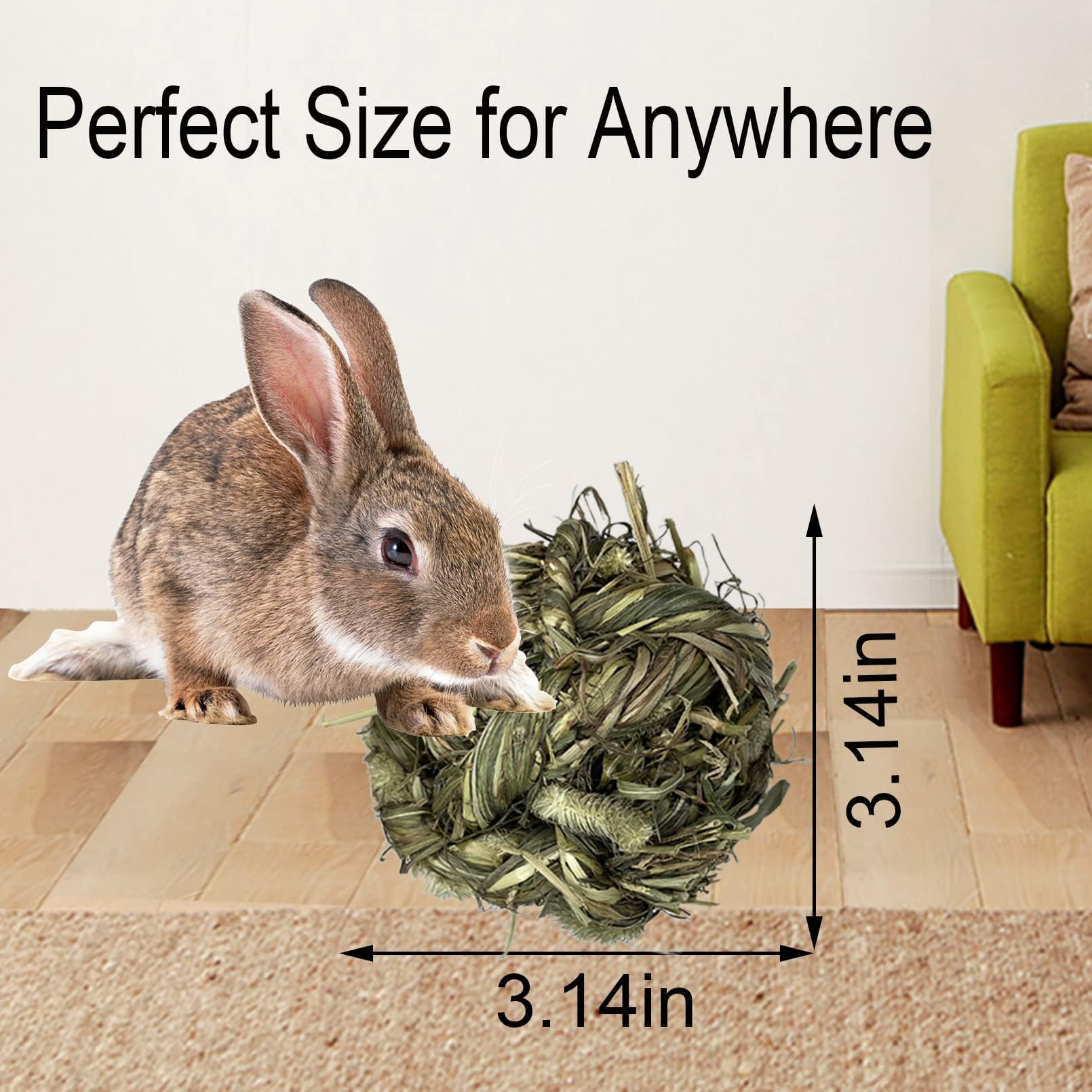 Tfwadmx Rabbit Timothy Grass Ball, Small Animal Activity Play Balls Chew Toys Teeth Grinding For Bunny Guinea Pig Hamster Rat Gerbil Chinchilla