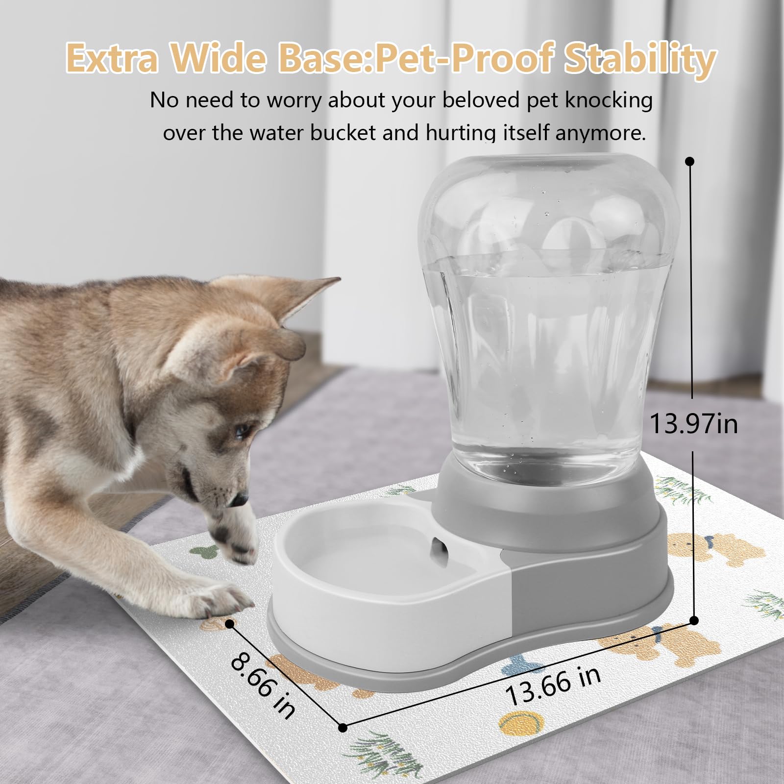 Automatic Dog Water Bowl Dispenser - Staltwo Premium Pet Water Dispenser With Non-Slip Mat, Large Capacity Water Feeder For Cats