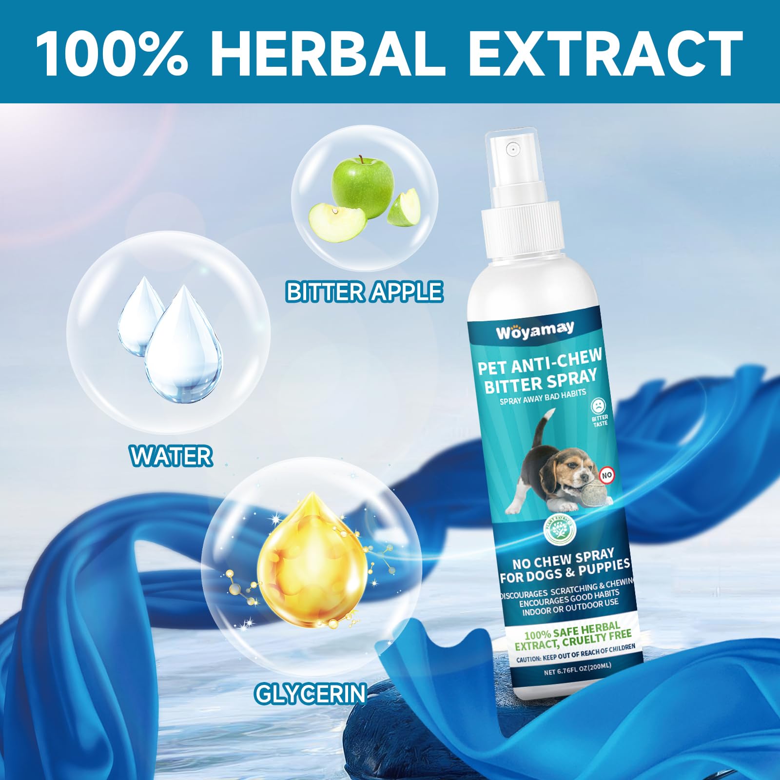 Woyamay No Chew Spray For Dogs 200Ml, Bitter Apple Spray For Dogs Stop Chewing Licking Of Furniture, Shoes, Bandages, Dog Traini