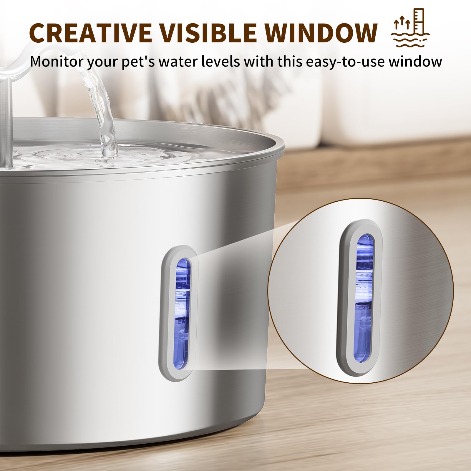 7L/1.85Gal/237Oz Stainless Steel Cat Water Fountain, Automatic Pet Fountain Large Dog Water Dispenser With Filters & Dual Functi