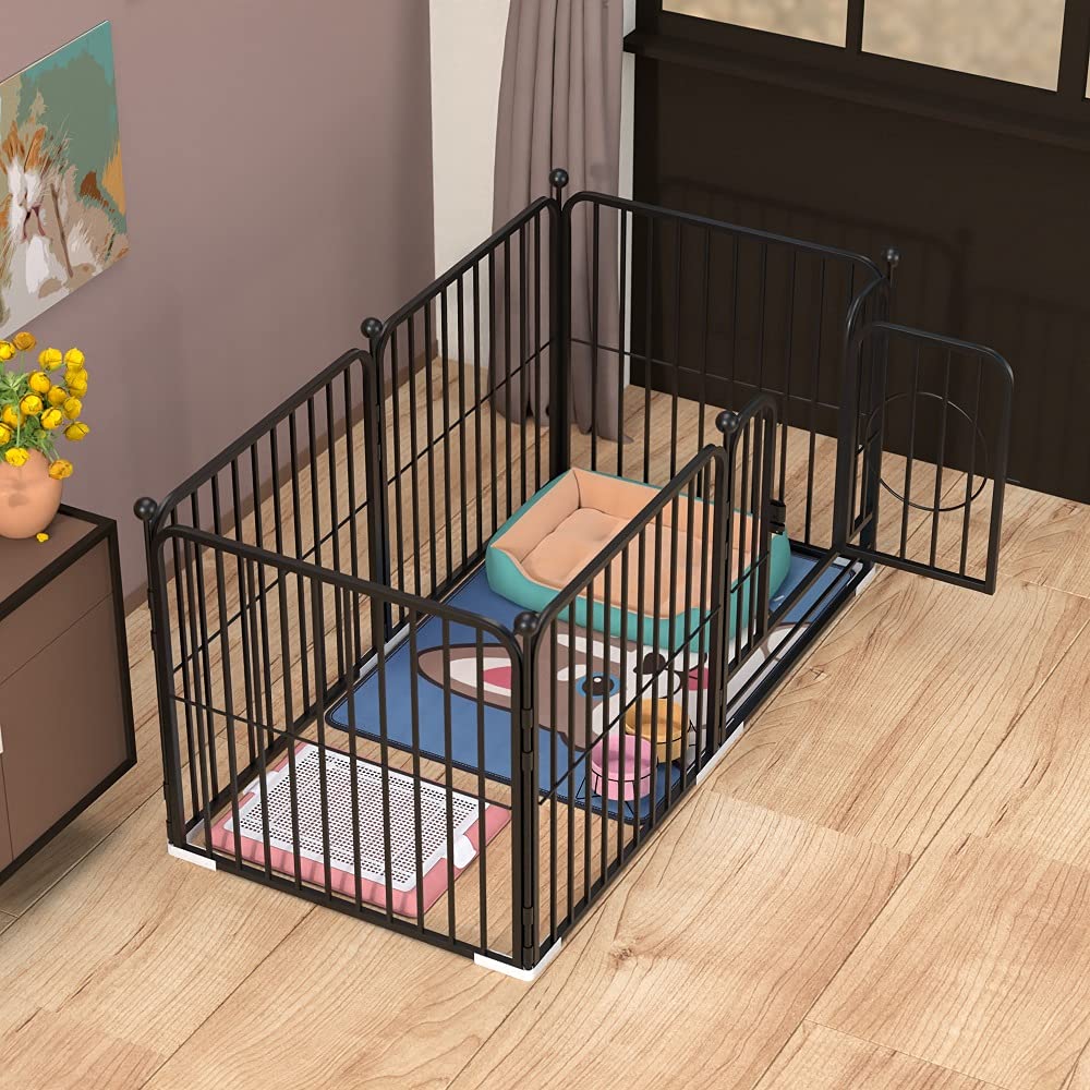 Peipoos Dog Panel Pet Playpen Pen Bunny Fence Indoor Outdoor Fence Playpen Heavy Duty Exercise Pen Dog Crate Cage Kennel (55'' L