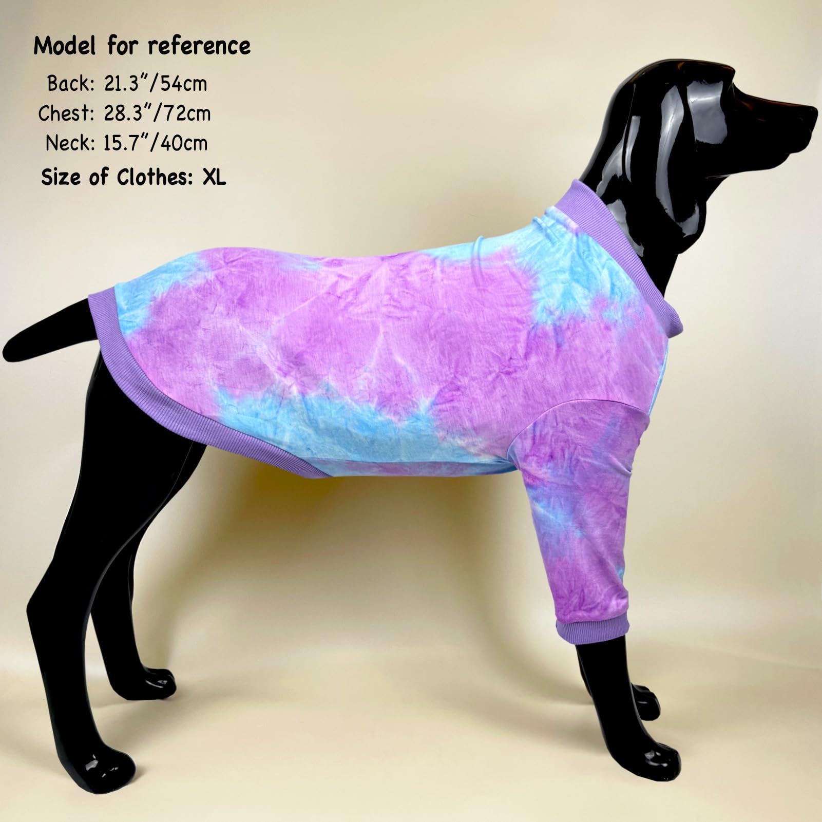 D.E.E Cotton Dog Shirts Large Tie Dye Dog Clothes Lightweight Girl Boy Big (Purpleblue, X-Large)