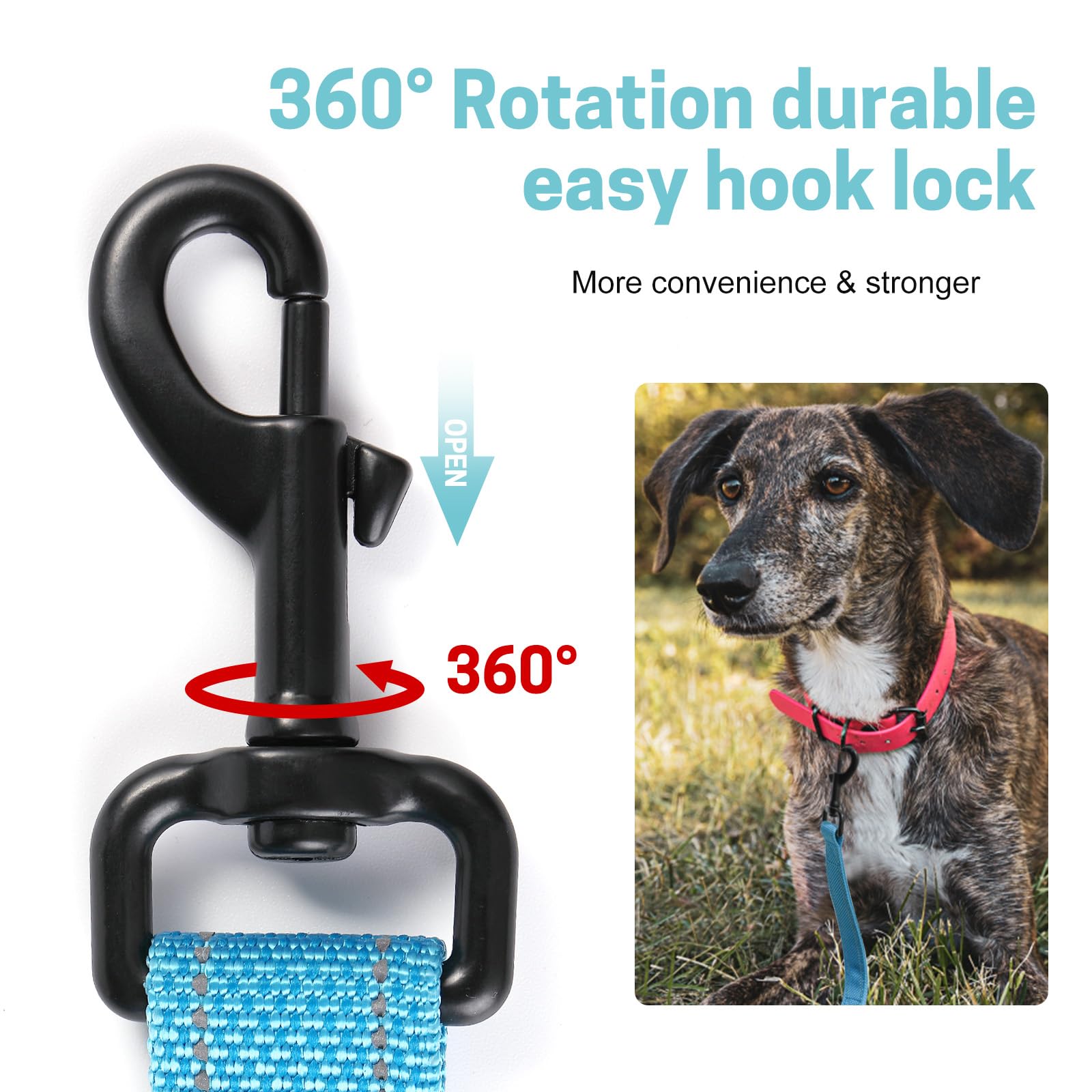 Easyease Dog Leash With 2 Comfortable Soft Padded Handles Reflective Heavy Duty Pet Dog Walking Leashes 6Ft Blue Durable Dog Tra