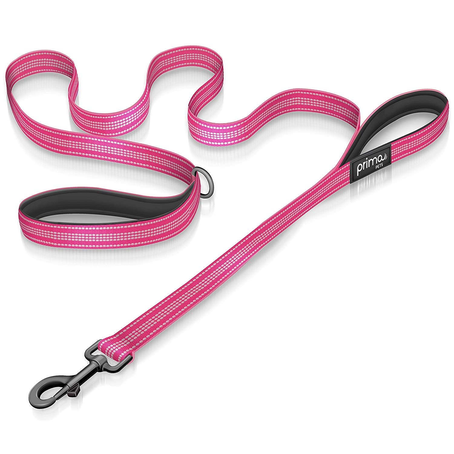 Reflective 6 Feet Nylon Dog Leash with Padded Double Handles, Heavy Duty Neoprene Handle for Control Safety Training, for Medium