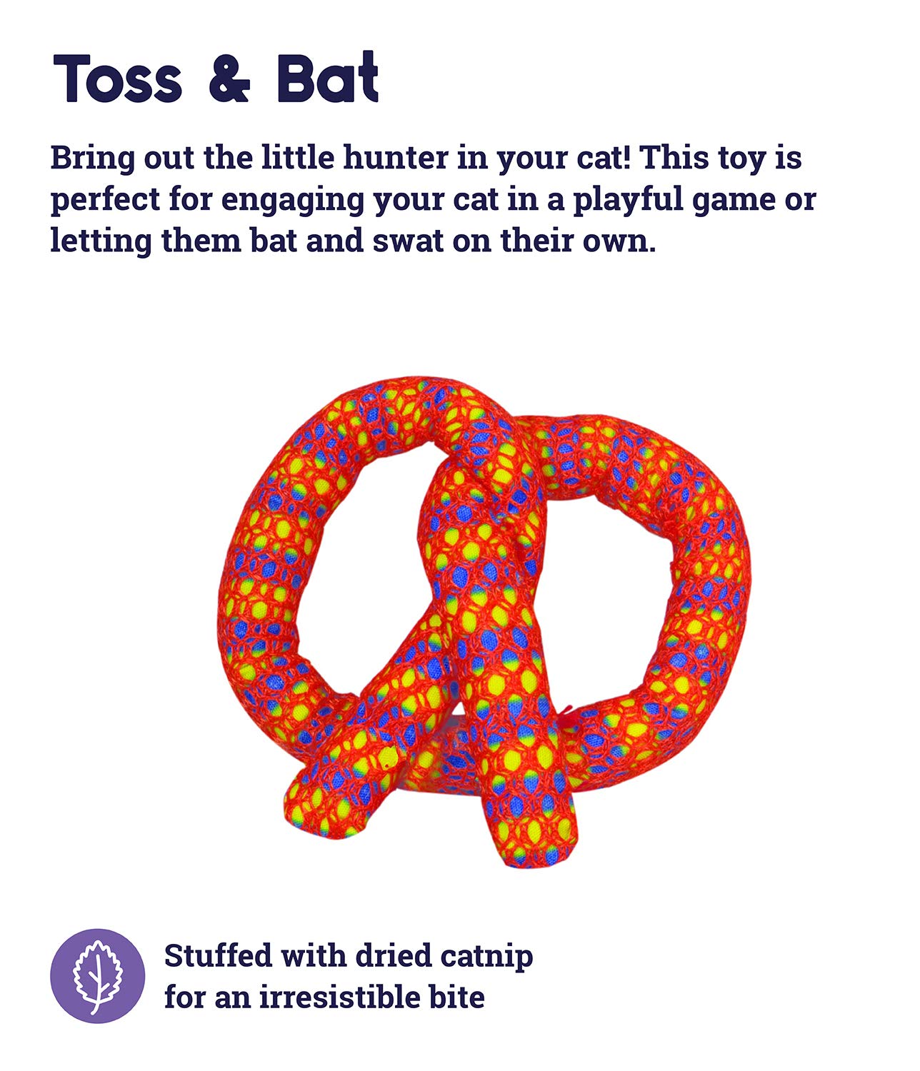 Catnip Plaque Away Pretzel Dental Cat Chew Catnip Toy, Orange