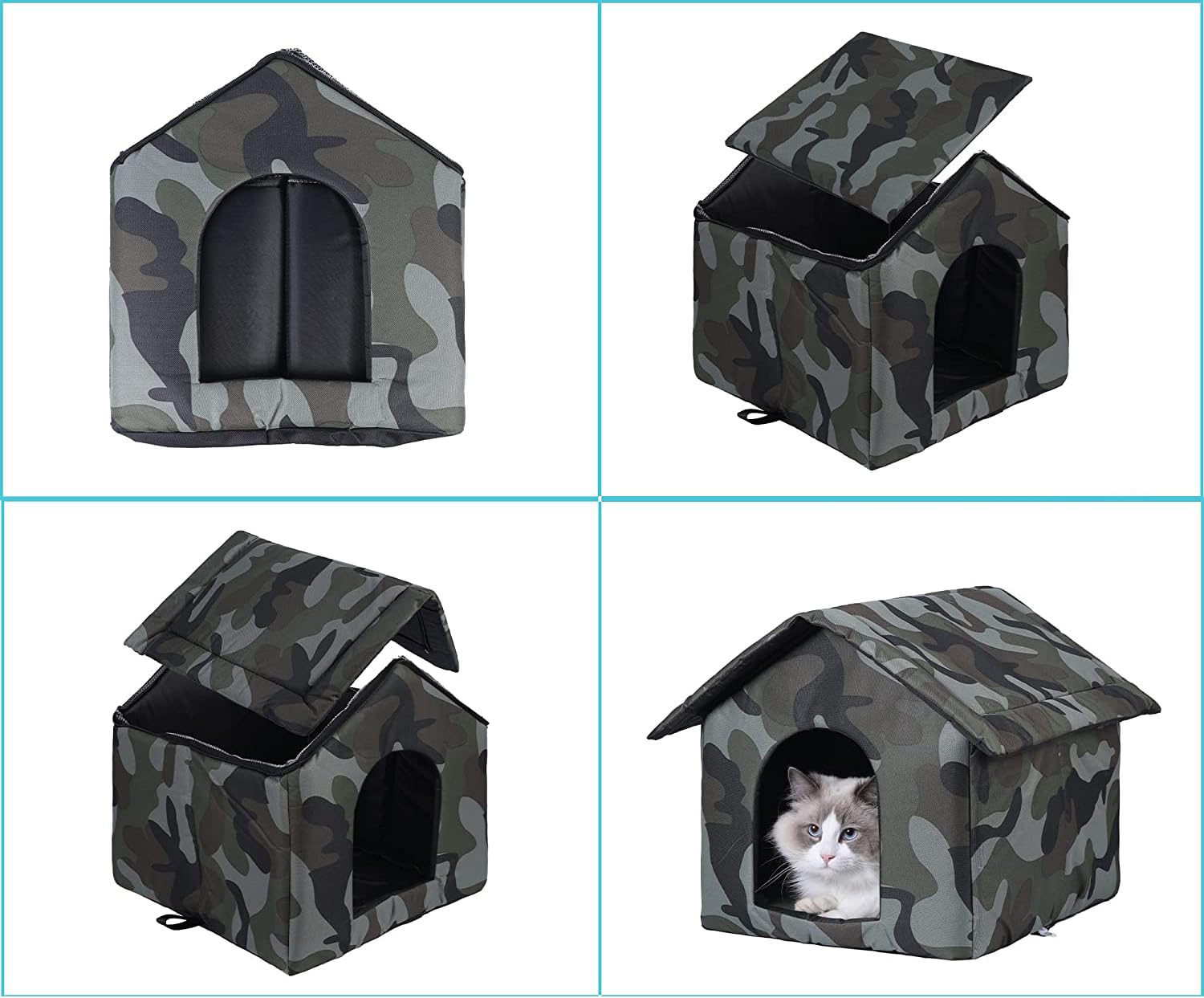 Cat Houses For Outdoor Cats Outdoor Houses For Feral Cats House With Weatherproof Canvas Roof Stray Shelter (Large Cat Houses, G