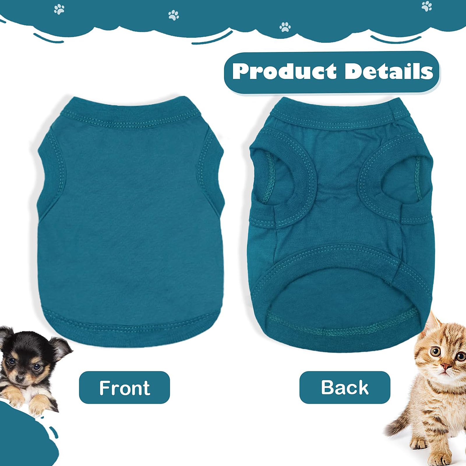 2 Pieces Chihuahua Clothes Dog Clothes For Small Dogs Girl Boy Spring Summer Puppy Soft Dog Shirt Solid Color Pet Clothing Cute