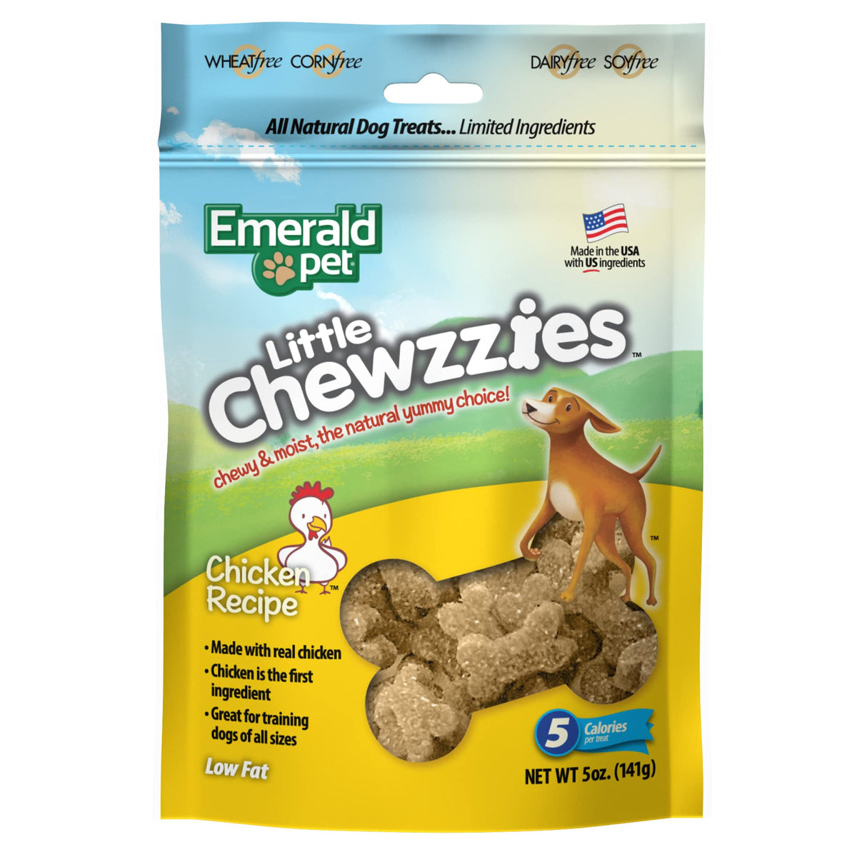 Emerald Pet Little Chewzzies Wheat Free Training Dog Treats — Healthy And Tasty Natural Dog Chews With Real Meat Or Peanut Butter — Limited Ingredient Dog Treats Made In The Usa — Chicken, 5 Oz