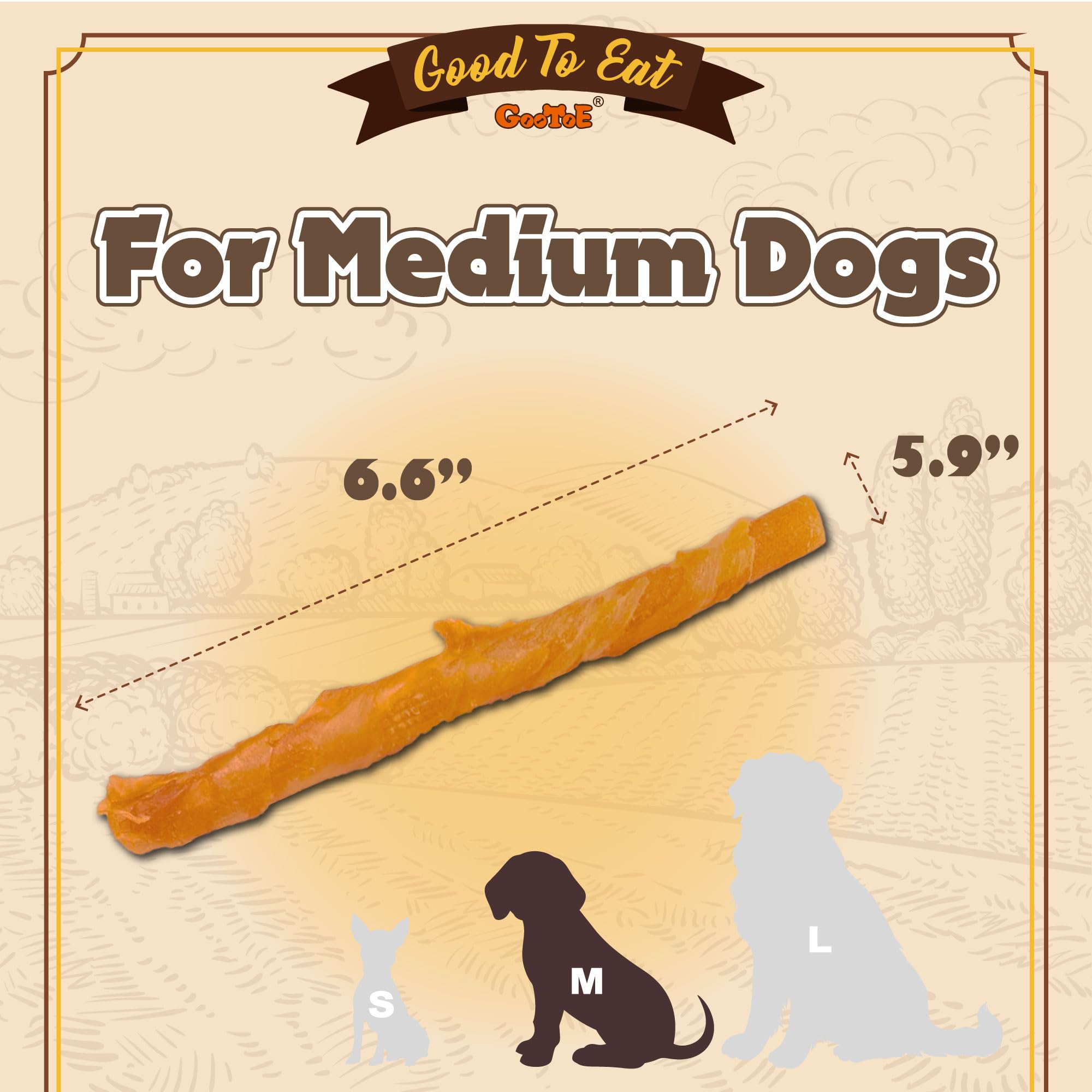 Gootoe Turkey Tendon Dog Treats, Twists (M) 5 oz, 100% USA-Sourced Turkey, Natural Snack, Premium Puppy Chews, Hypoallergenic, R
