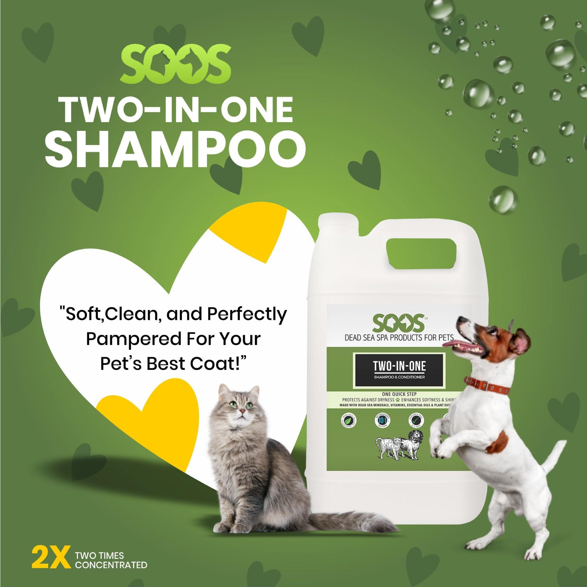 Soos Pet Shampoo And Conditioner Natural Dead Sea Minerals Two-In-One Deeply Absorbing With Vitamins Essential Oils Natural Ingr