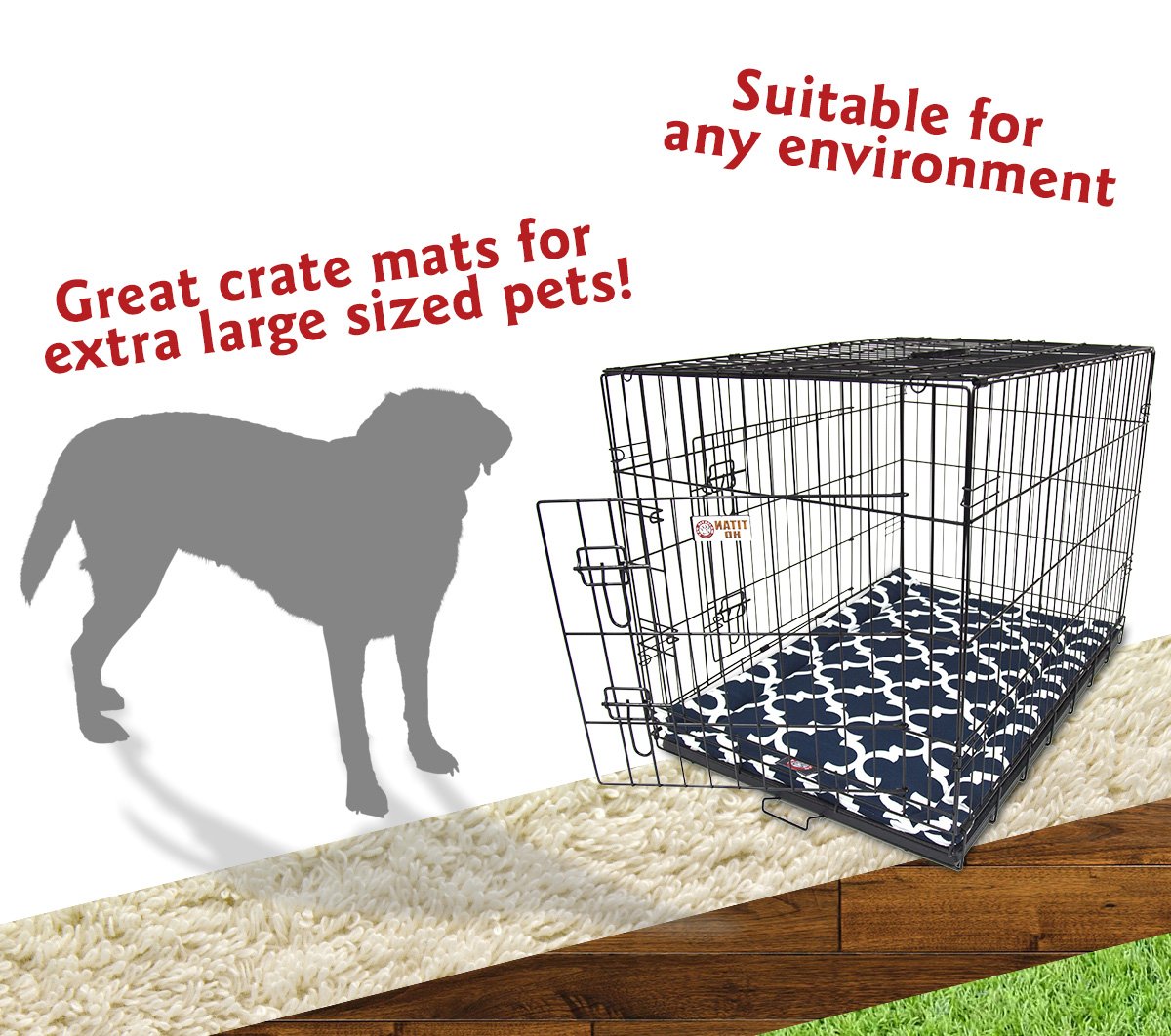 48' Trellis Navy Blue Crate Dog Bed Mat By Majestic Pet Products