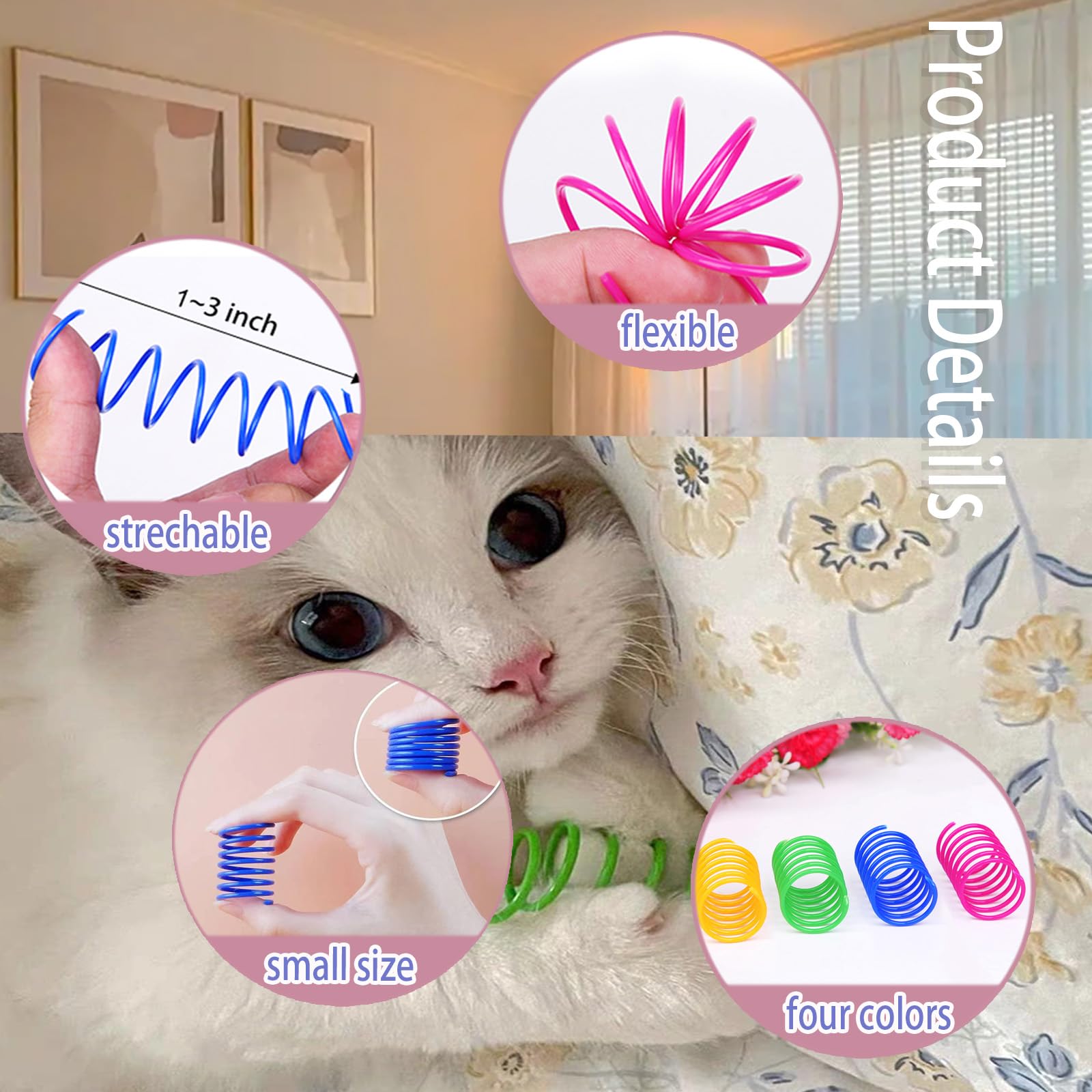 Benepoint Cat Spring Toys, Interactive Cat Toy For Swatting, Hunting,And Grinding Teeth, Durable Cat Springs For Indoor Cats To