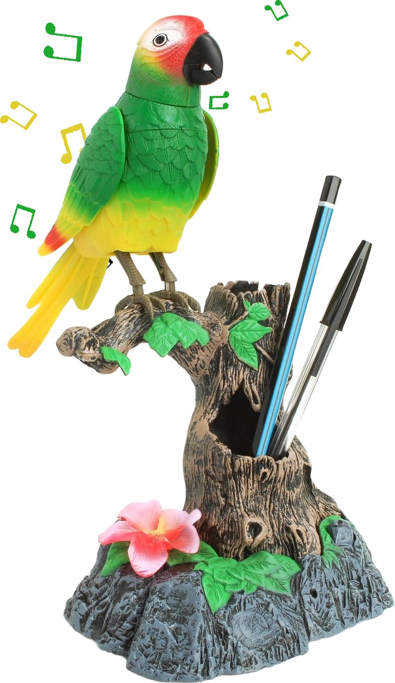Powertrc Talking Parrot Toy, Talking Bird Toy Electronic Animal Pets Home Office Decoration Sound Activated Kids Birthday Gift