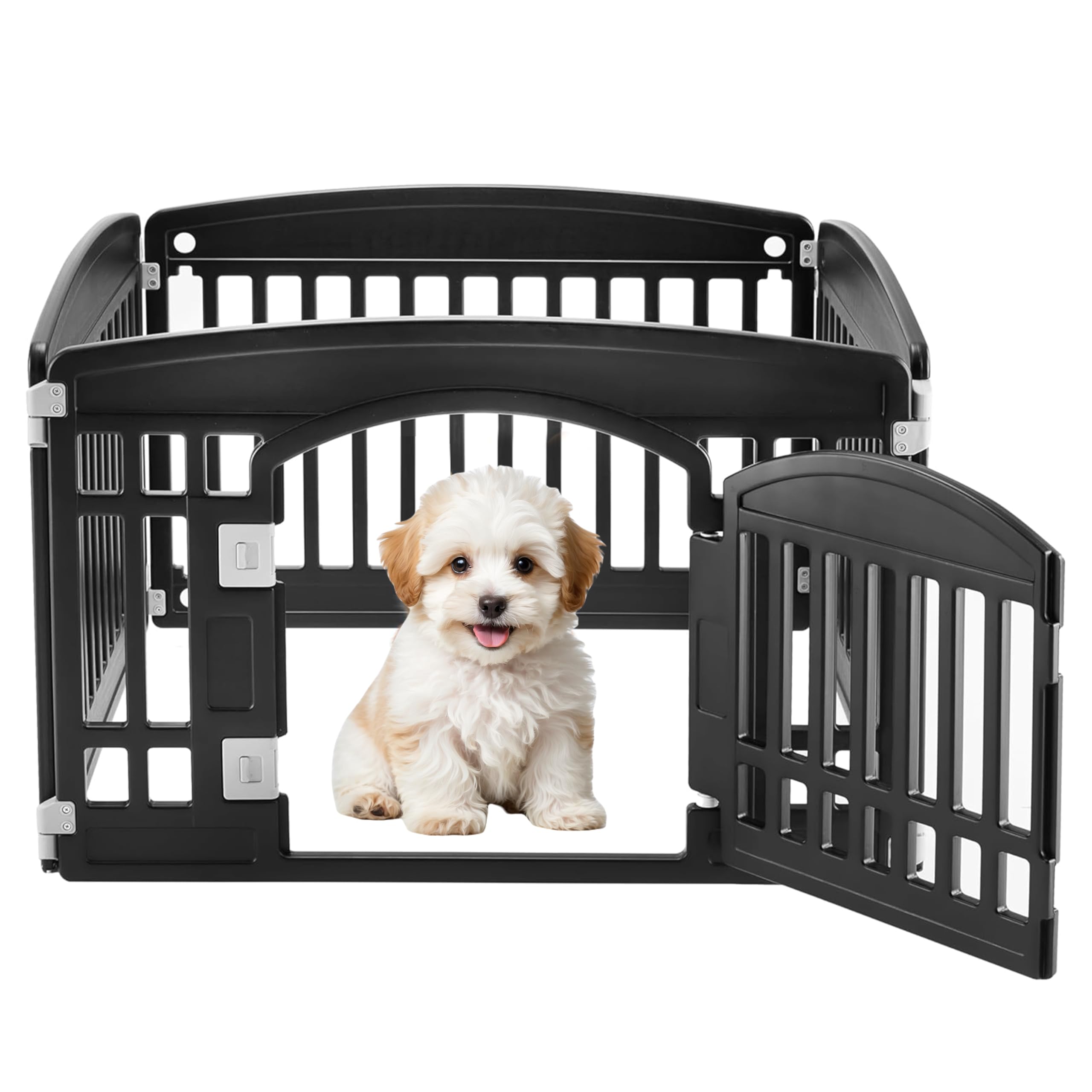 Simple Deluxe Plastic Dog Playpen, 24' Exercise 4-Panel Pet Playpen With Door, Safe And Secure, Folding And Portable Puppy Play