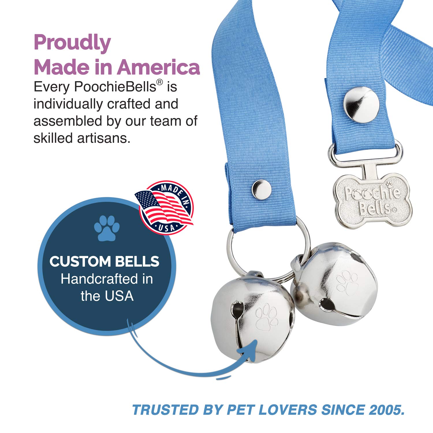 Poochiebells Original Handcrafted Potty Training Dog Doorbell - Excellence In Craftsmanship, One Size Fits All, Trainer-Recommen