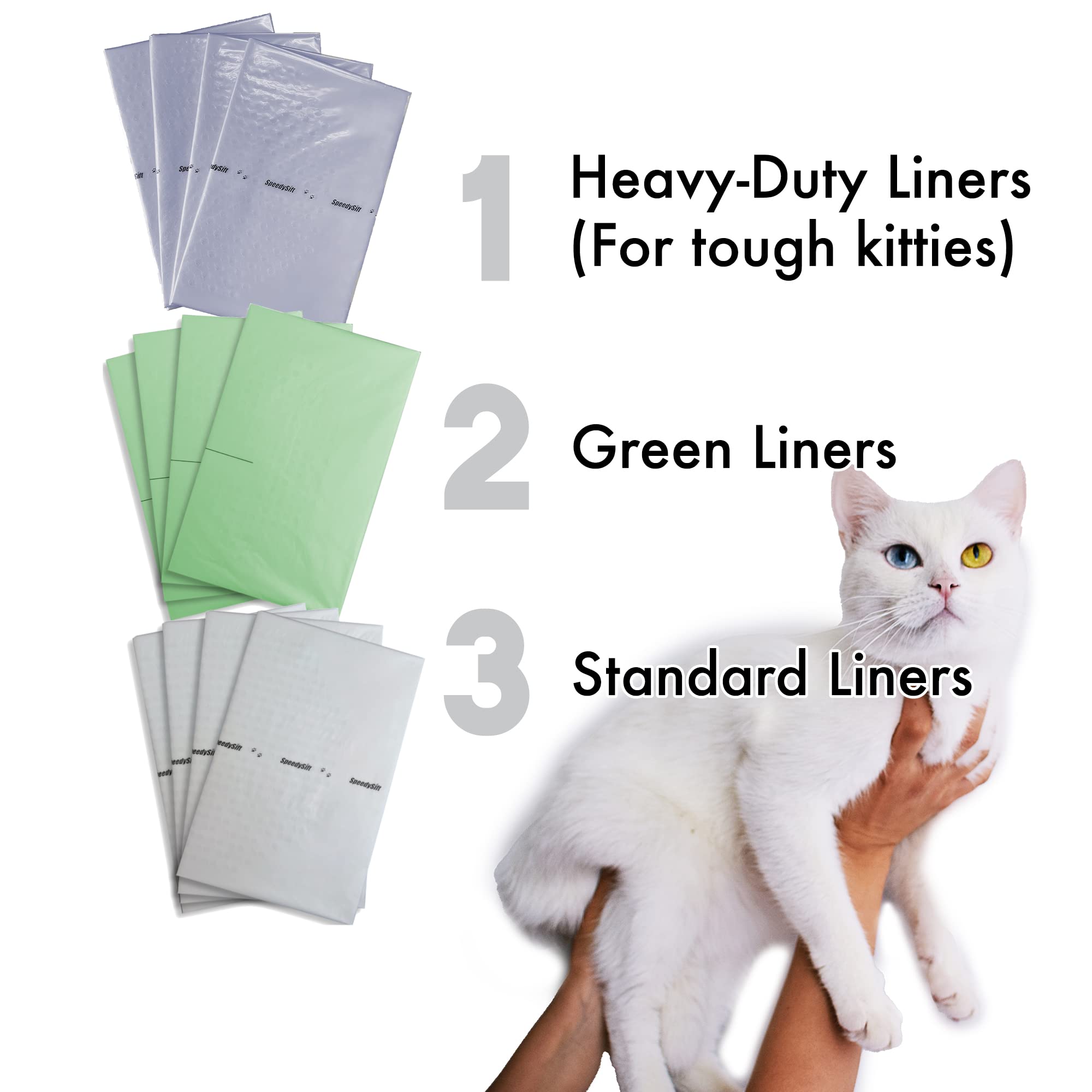 Speedysift V1 Open-Top Litter Box Starter Kit, Includes 56Ct Disposable Sifting Liners, Plastic Cardboard Box