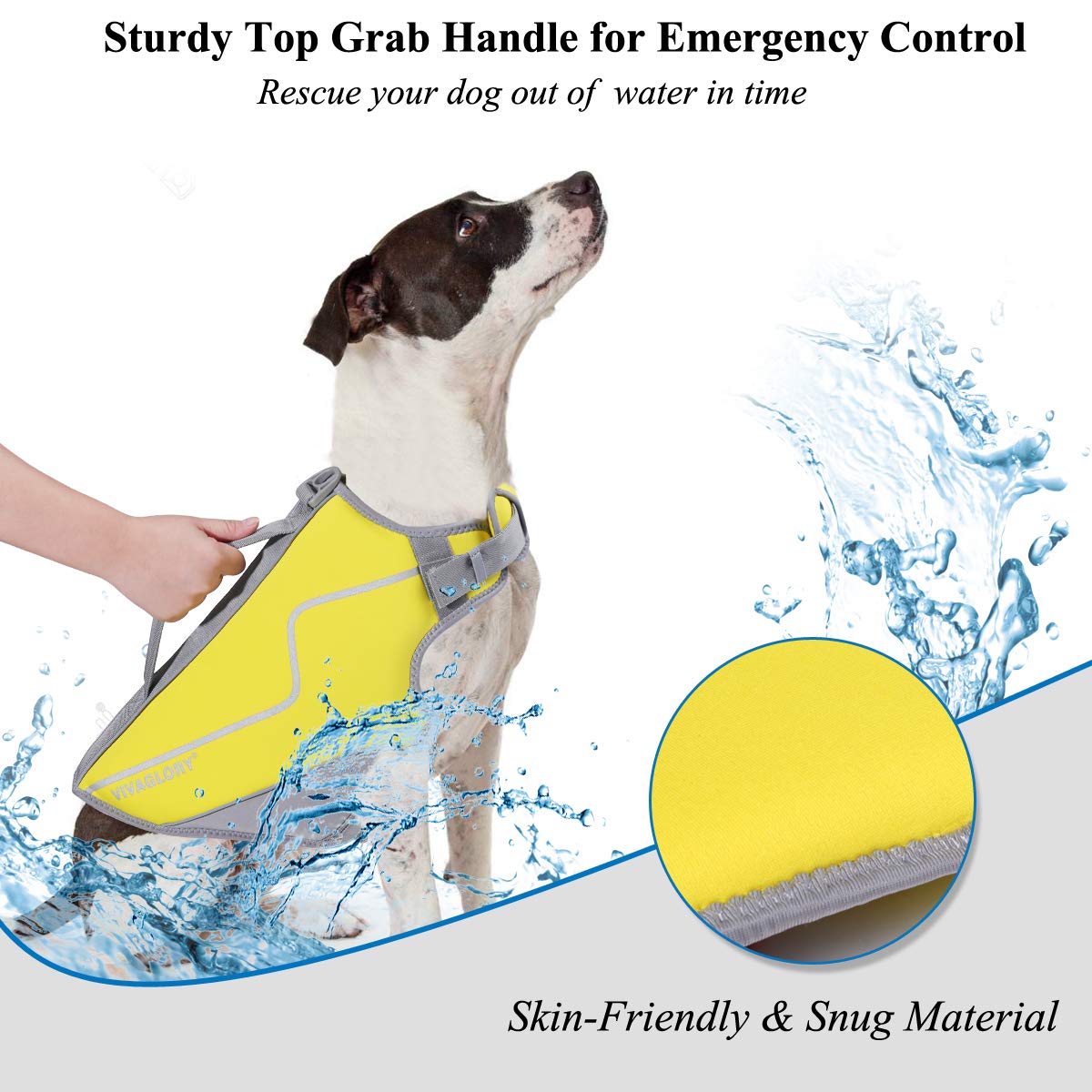 Vivaglory Neoprene Dog Life Jacket Dog Flotation Vest For Boating Hunting & Swimming, Lightweight With Leash Ring, S, Yellow