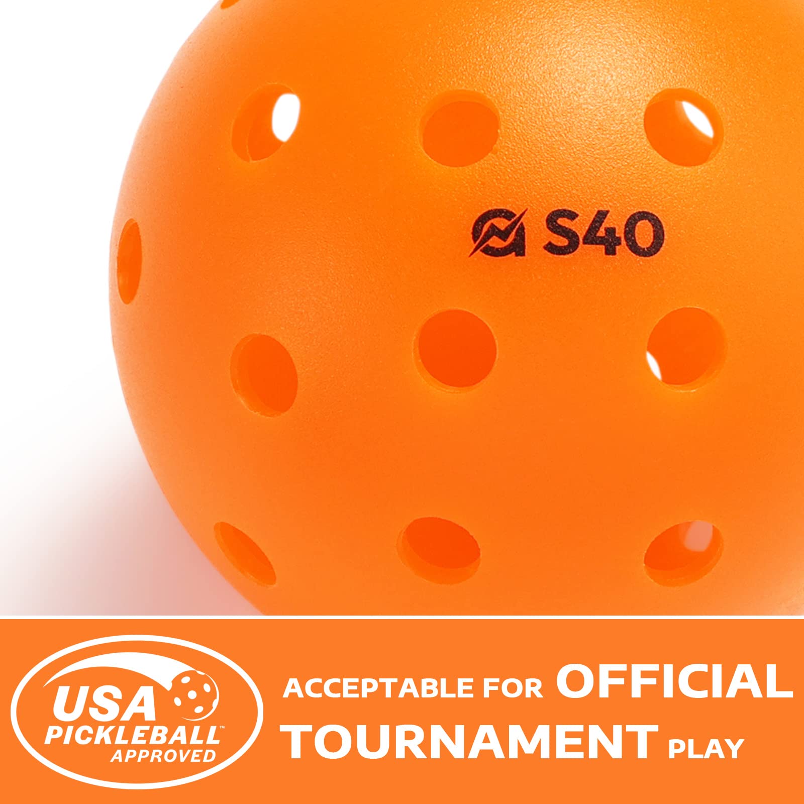 A11N S40 Outdoor Pickleball Balls- USAPA Approved, 6-Pack, Tangerine