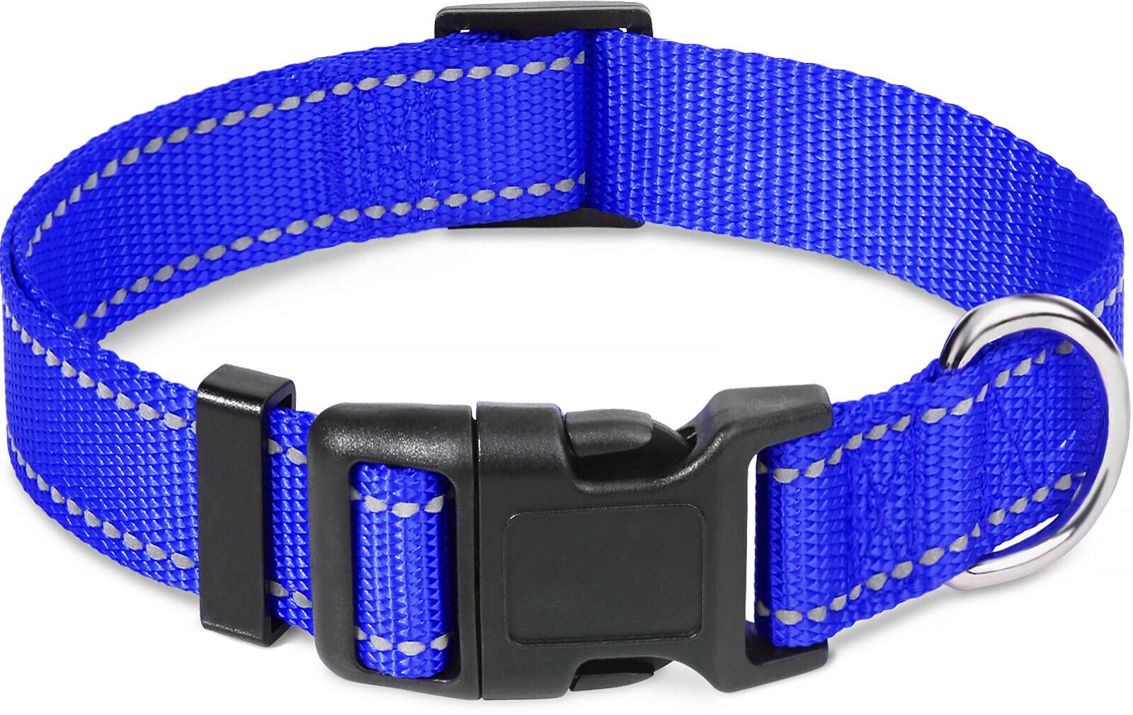 Taglory Reflective Adjustable Dog Collars For Puppy Small Medium Large Dogs, Thin Nylon Webbing And Quick Release Plastic Buckle(Royal Blue,Large)