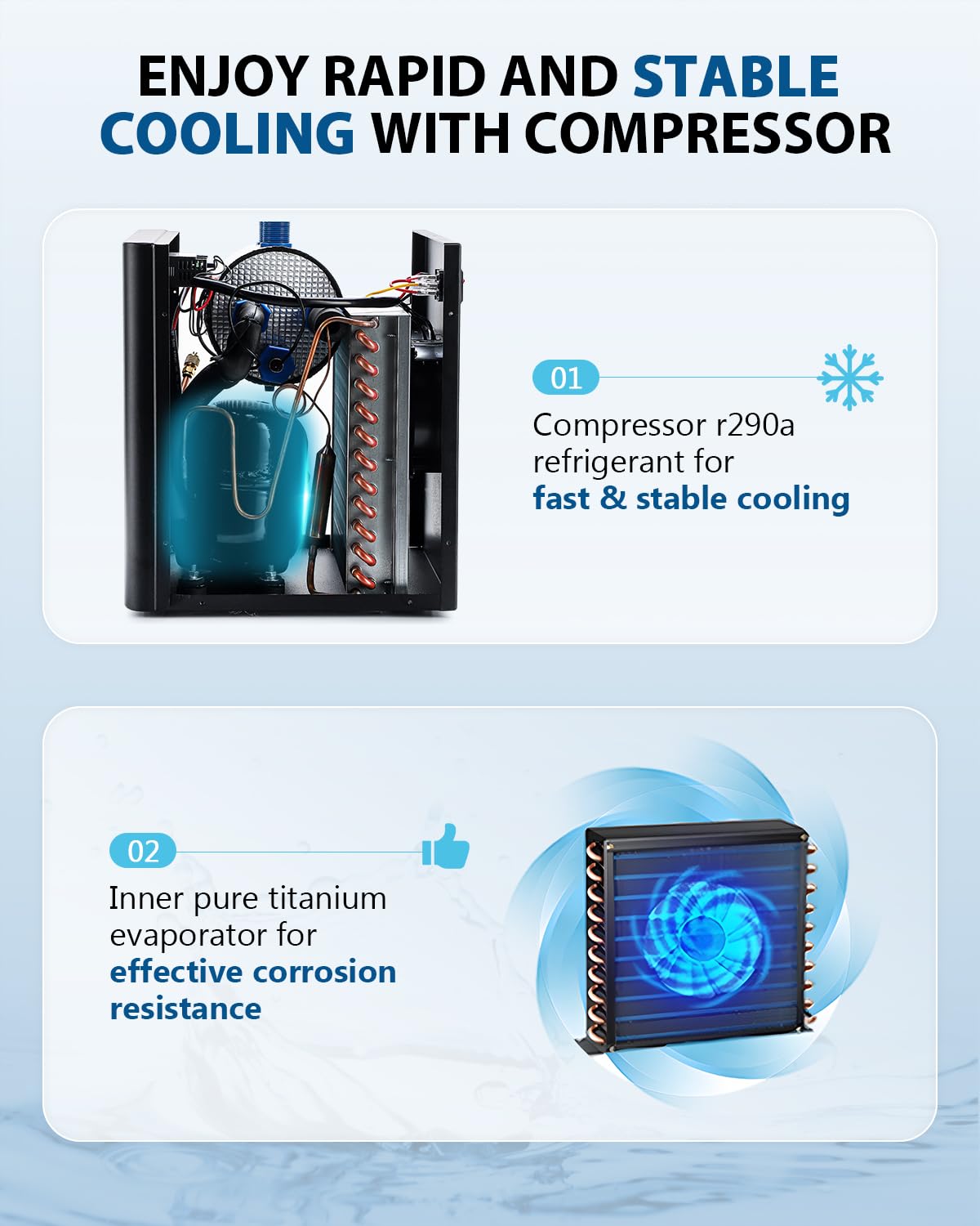 BAOSHISHAN Aquarium Chiller 42gal 1/10 HP Water Chiller for Hydroponics System with Compressor Refrigeration Special Quiet Desig