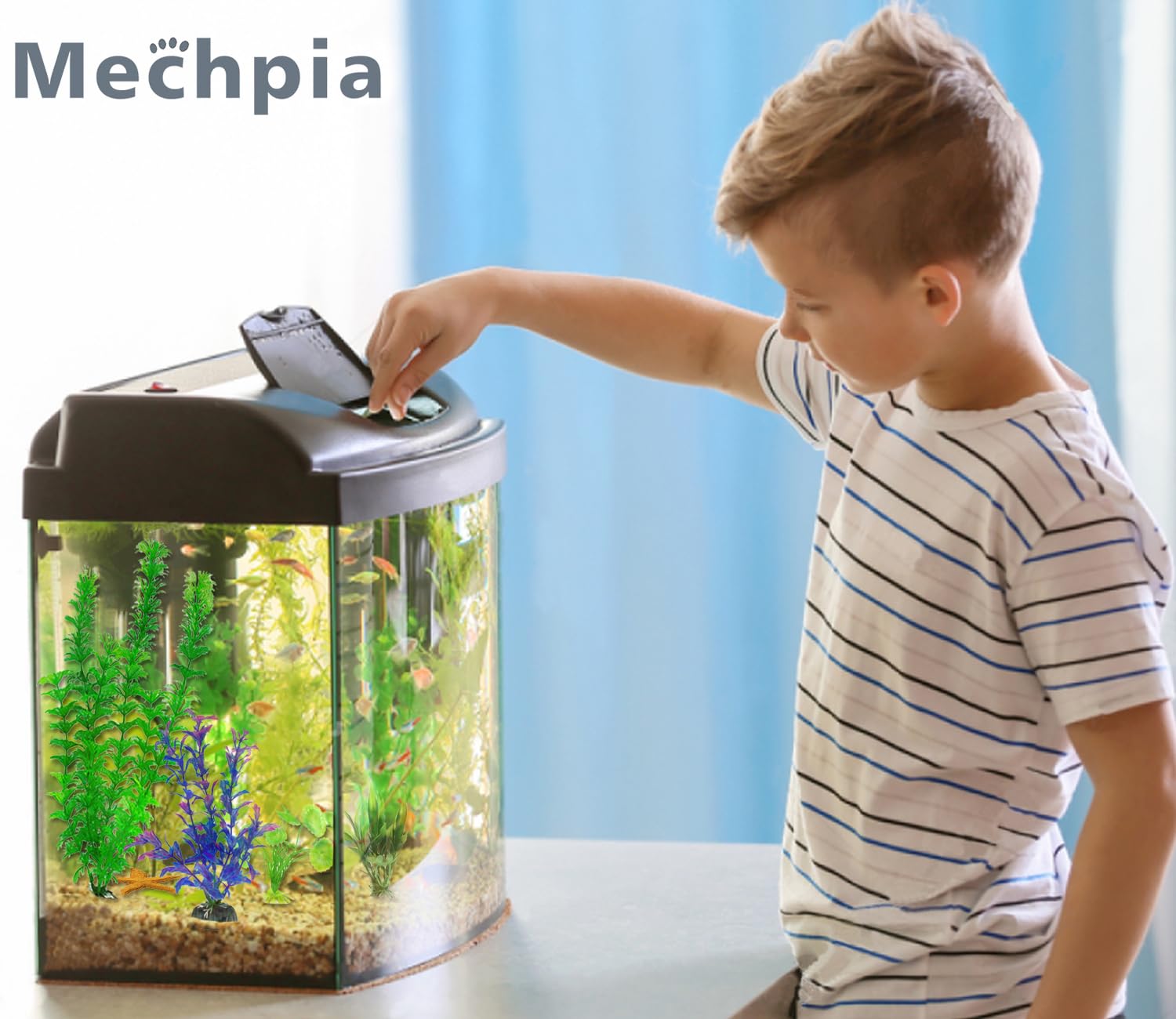 Mechpia 13 Pieces Aquarium Decorations Kit, Fish Tank Decorations Set Small Resin Castle and Rockery Betta Fish Cave Hideout Cor