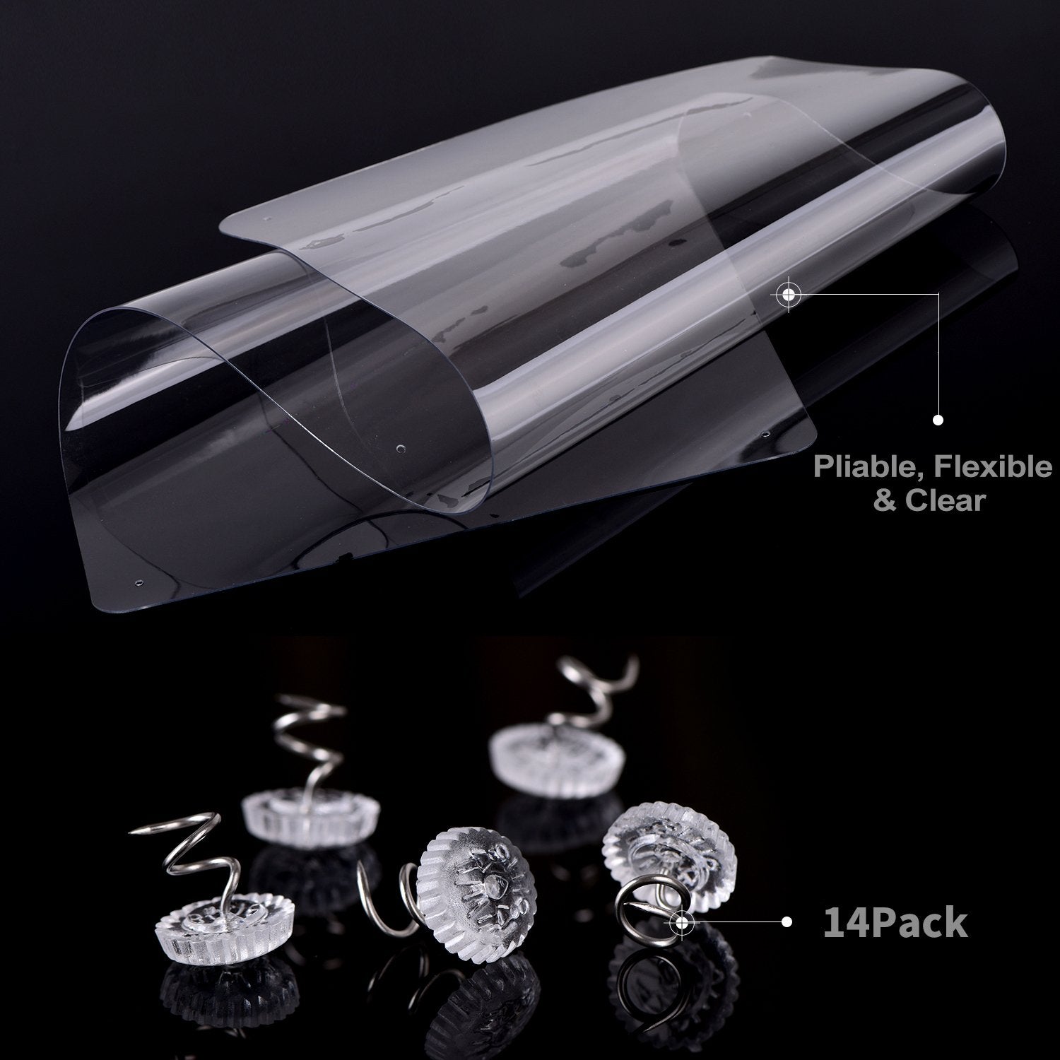 Cat Scratch Furniture, 2Pcs Clear Premium Heavy Duty Flexible Vinyl Protector Dog Cat Claw Guards With Pins For Protecting Your Upholstered Furniture, Stops Scratching Cats Furniture Protector