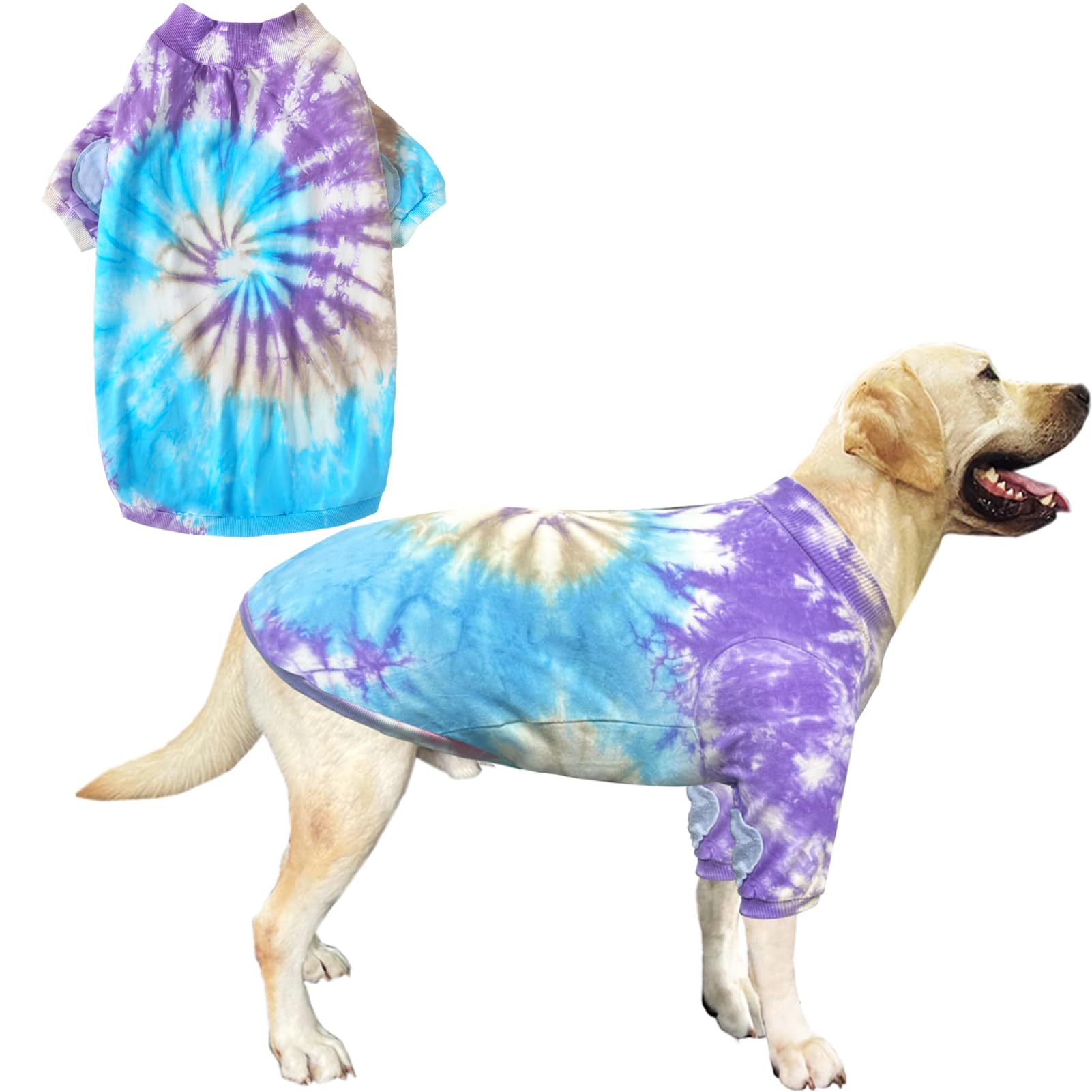 PriPre Dog Cotton Colorful Purple T-Shirts Soft and Stretchy Dog Shirt Pajamas Pets Clothes for Extra Large Dogs(3XL Purple)