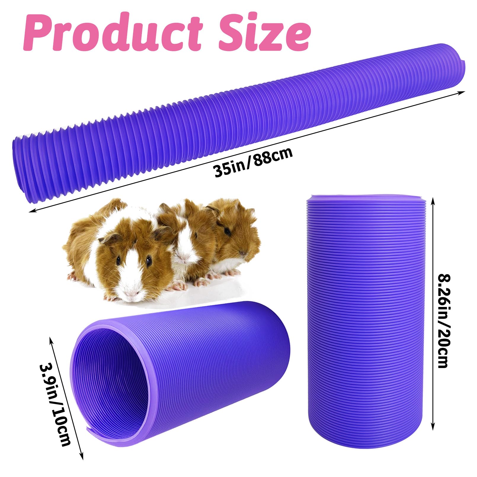 Hamiledyi 2 Pack Hamster Fun Tunnels, Guinea Pigs Plastic Tube, Hamsters Foldable Exercising Training Hideout Tunnel & 2 Pack Gr