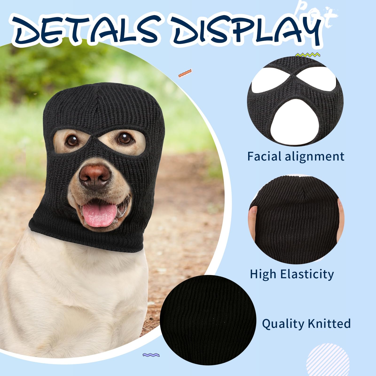 Howwfaly Dog Halloween Christmas Costume Dog Ear Muffs Noise Protection Knitted Dog Ears Warm Hats Dog Robbers & Thieves Mask Fu