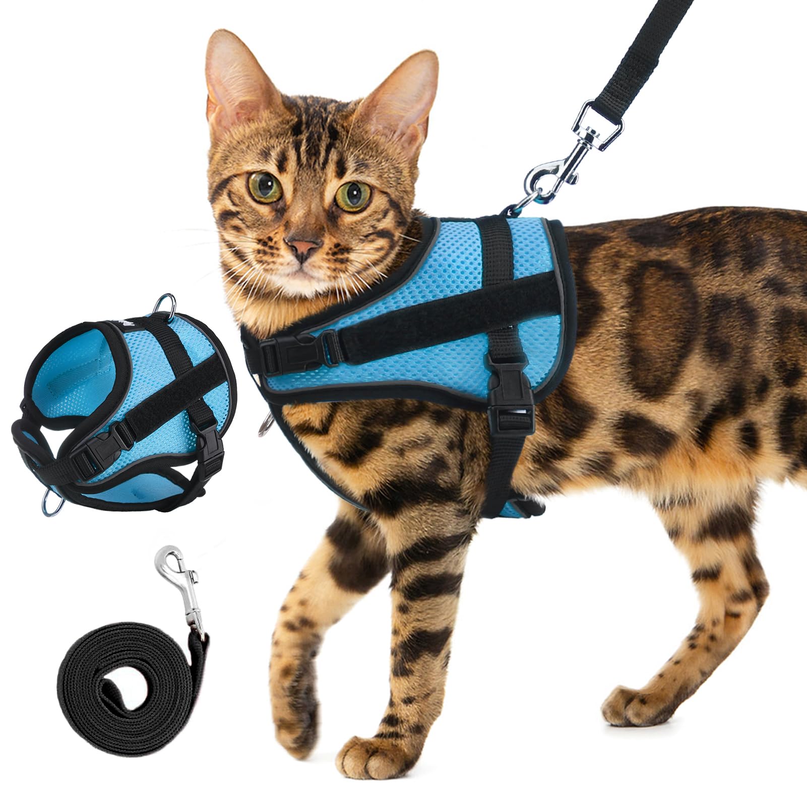 Pupteck Cat Harness And Leash Set Escape Proof, Adjustable Reflective Kitten Jacket Easy Control, Pet Vest Harness For Cats Smal