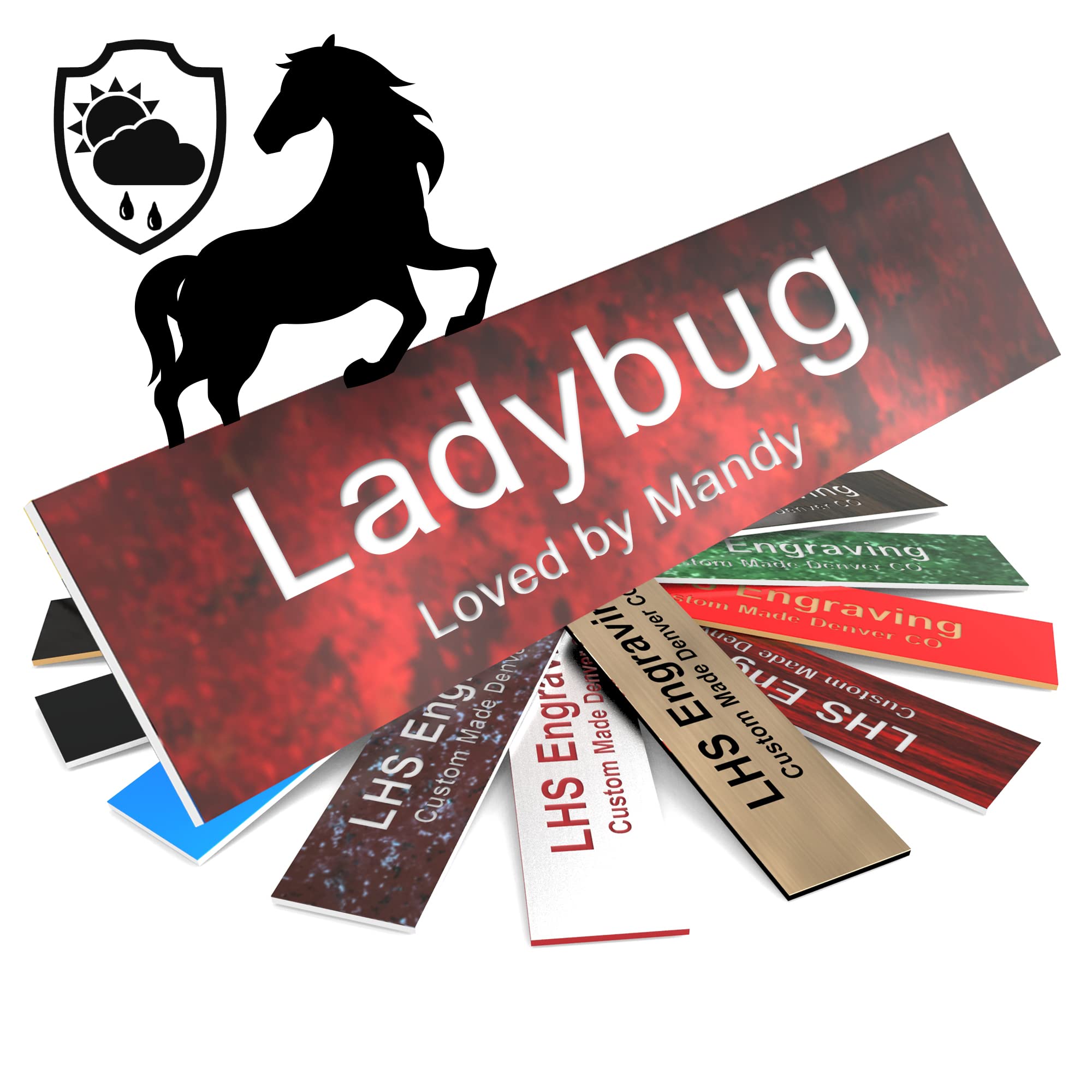 Lhs | Personalized Horse Stall Name Plates, 2X8 Horse Stall Signs With Adhesive, All Weather Uv Protected, Rustico Granite Plast