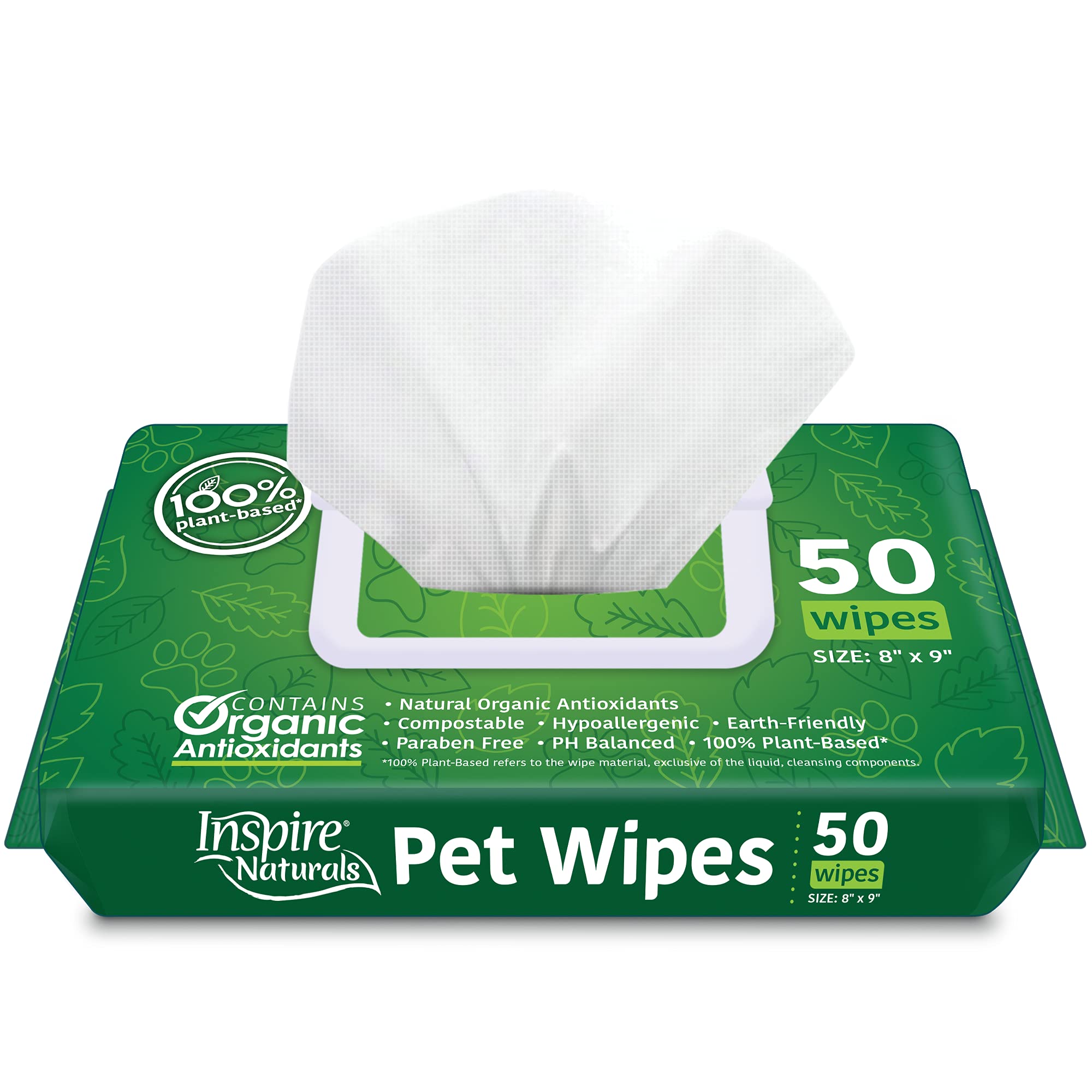 Inspire Naturals Pet Wipes 100% Natural Plant Based With Organic Antioxidants, Dog Wipes Cleaning Deodorizing Cat Wipes | Dog Ba