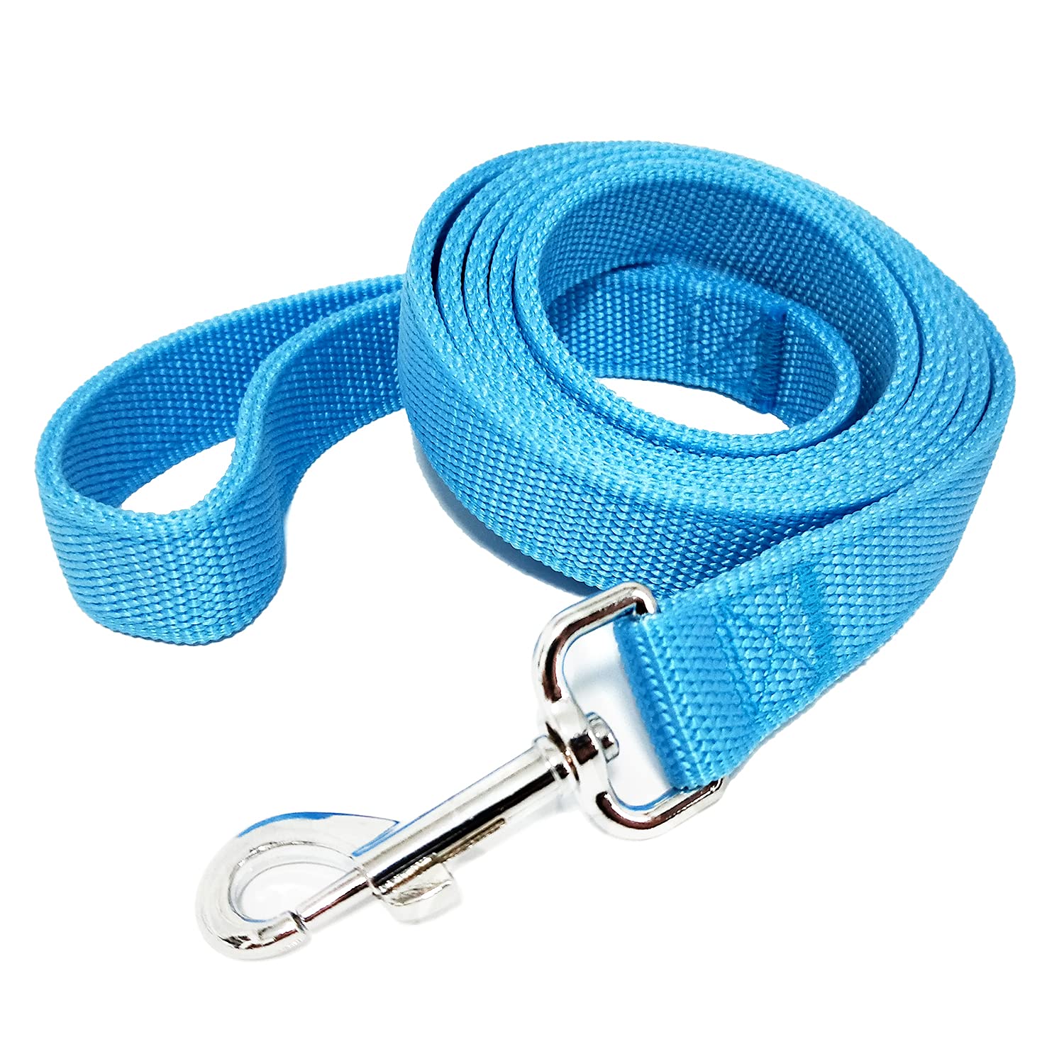 Strong Nylon Dog Leash With 2-Layer, 4 Ft/ 6 Feet Long, 1 Inch Wide For Medium Large Dogs (1'' X 7 Ft, Sky Blue)