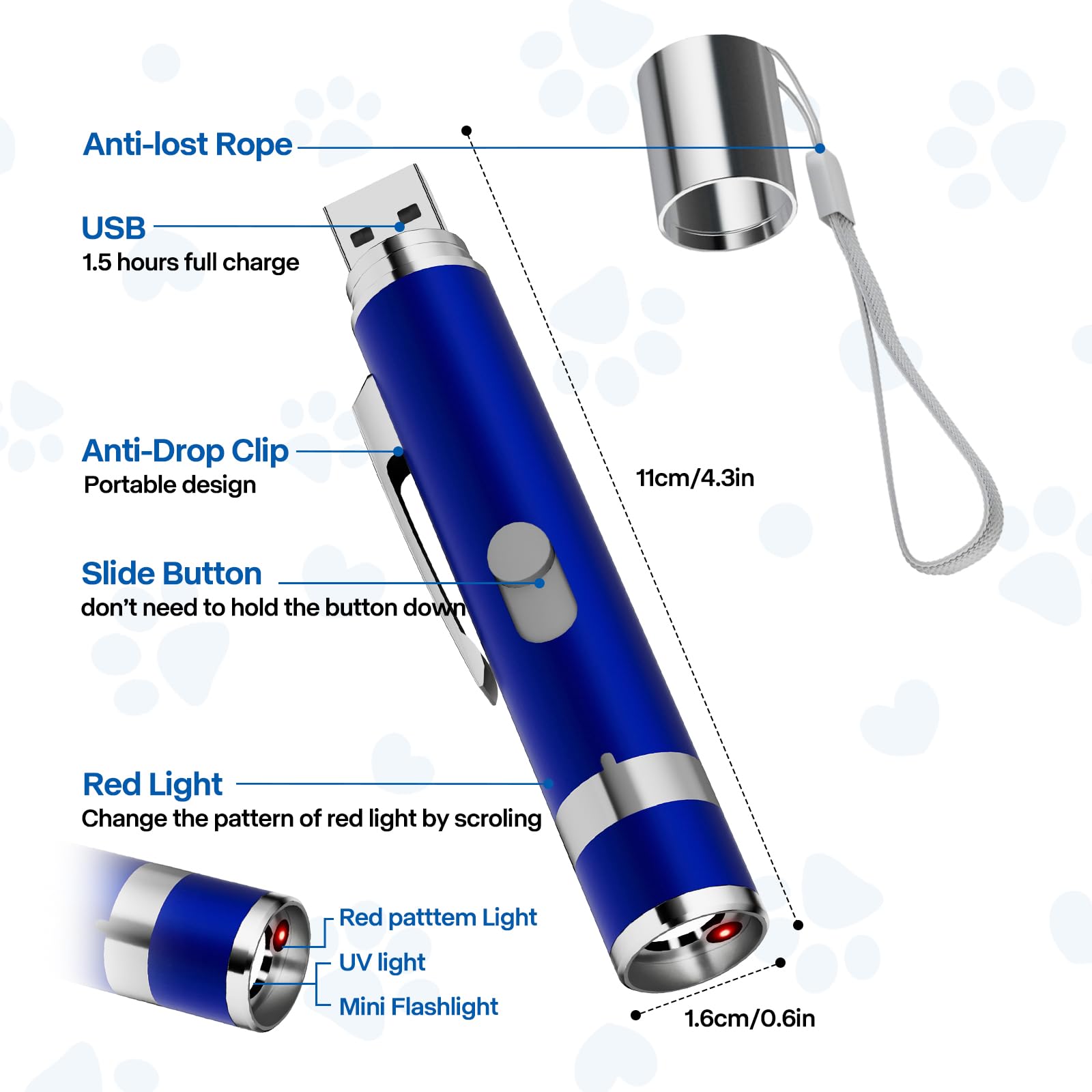 Meliinma Interactive Cat Toy For Indoor Cats, 5 Patterns And 3 Modes, Rechargeable Pointer Toy For Pets Playing And Training, Bl