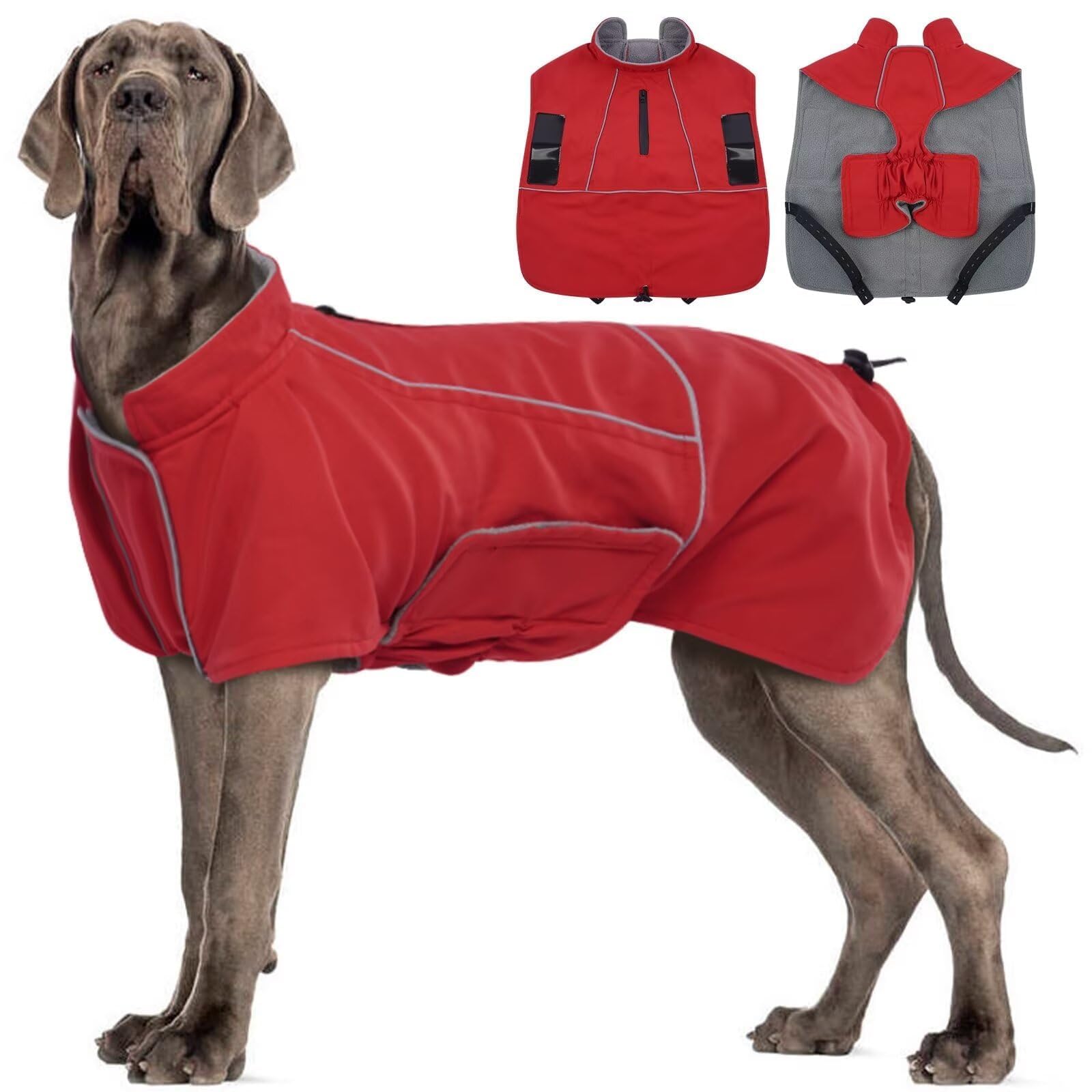Migohi Dog Jacket, 3Xl, Reflective Dog Winter Coat For Large Boys & Girls, Perfect For Camping And Hiking, Red