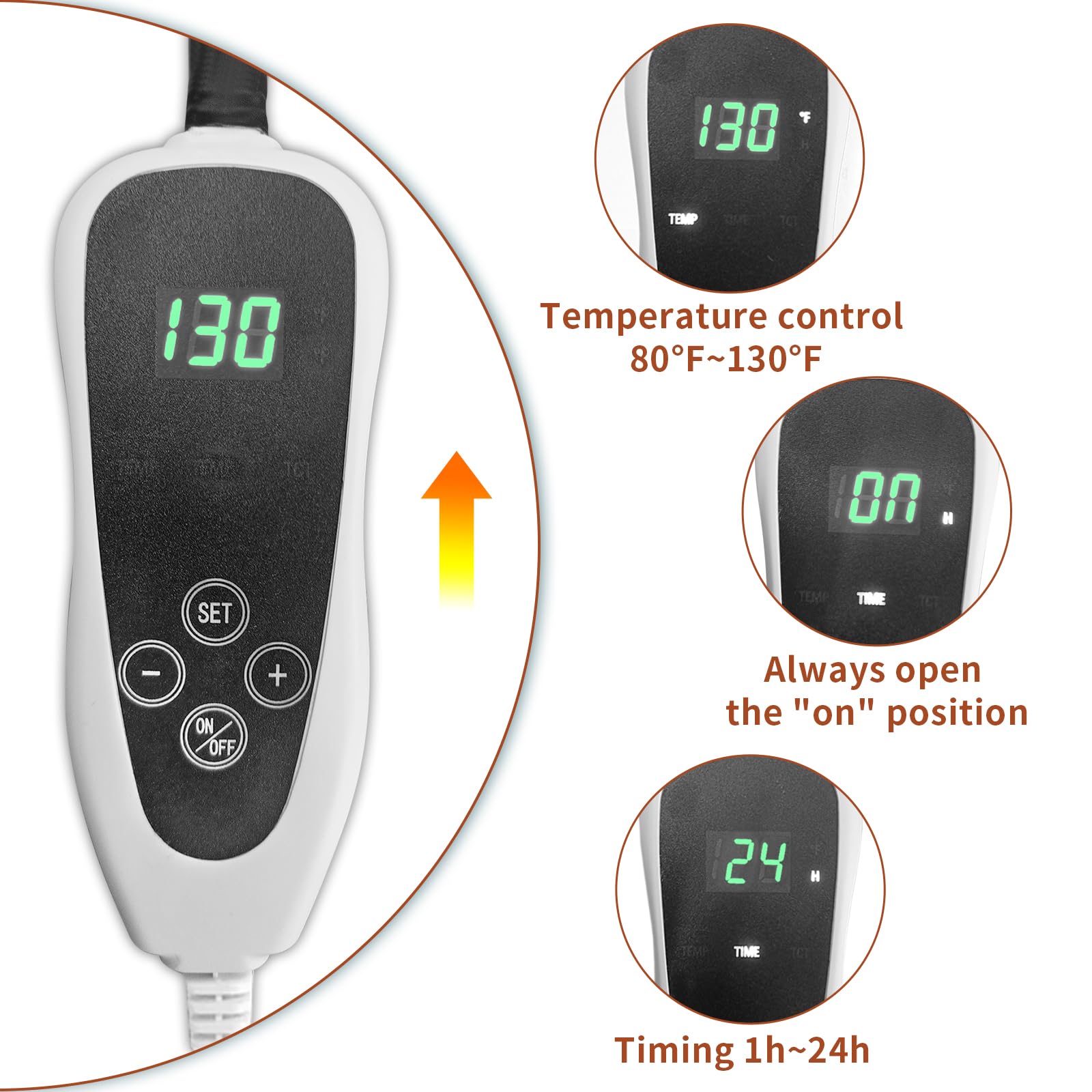 Golopet Cat Heating Pad Round-D16In Pet Heating Pads For Cats Waterproof Smart Thermostat Switch, Adjustable Heated Cat Bed,Adding Wire Rope Wires Cat Warming Pad-Paw Print